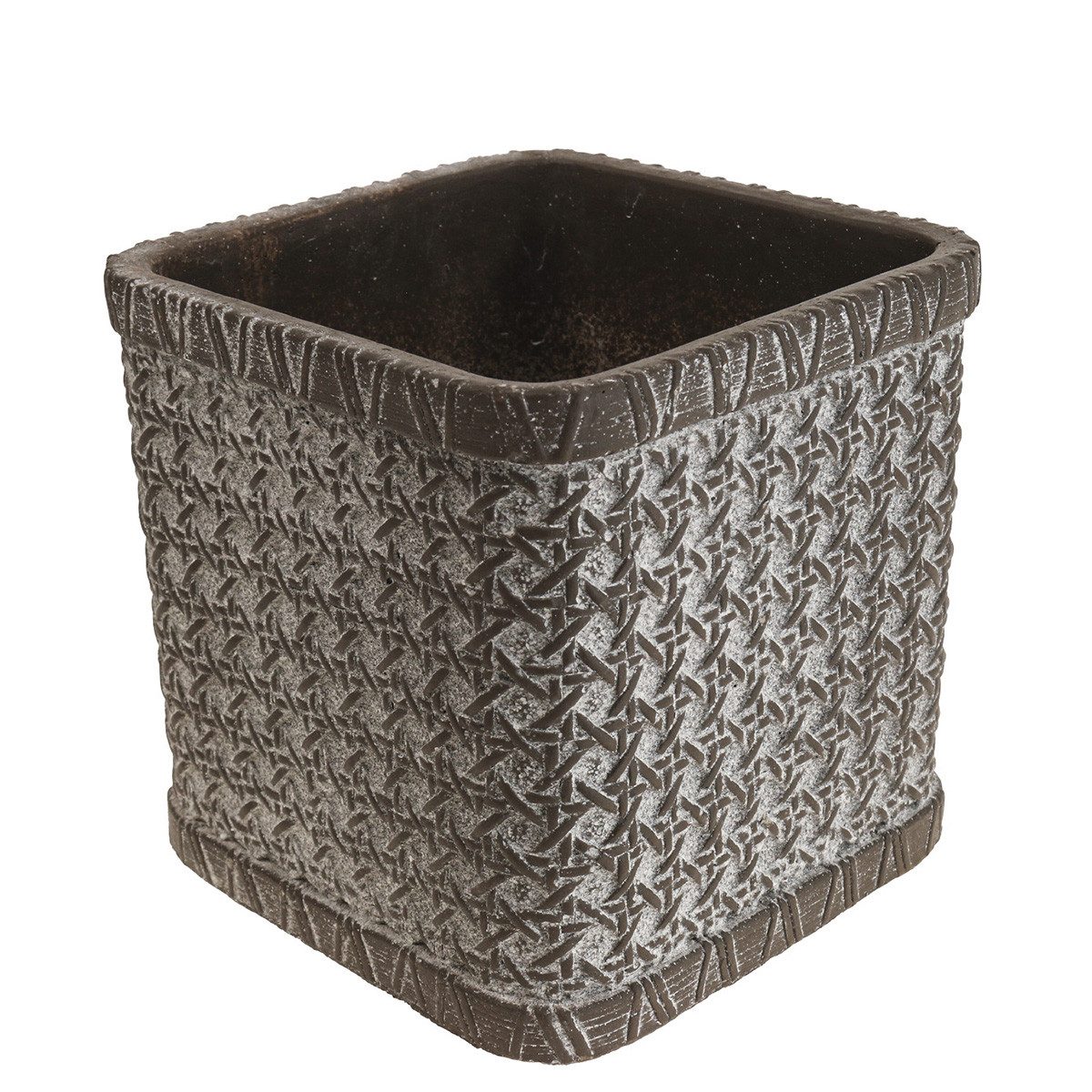 Florists Products Übertopf Quadratischer Keramik Übertopf mit stilisiertem Flechtmuster