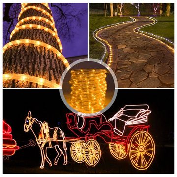 Clanmacy Lichterschlauch 10-50M lichtschlauch mit LEDs Beleuchtung Gelb Party Garten Außen Deko Weihnachtsdeko, Wasserdicht