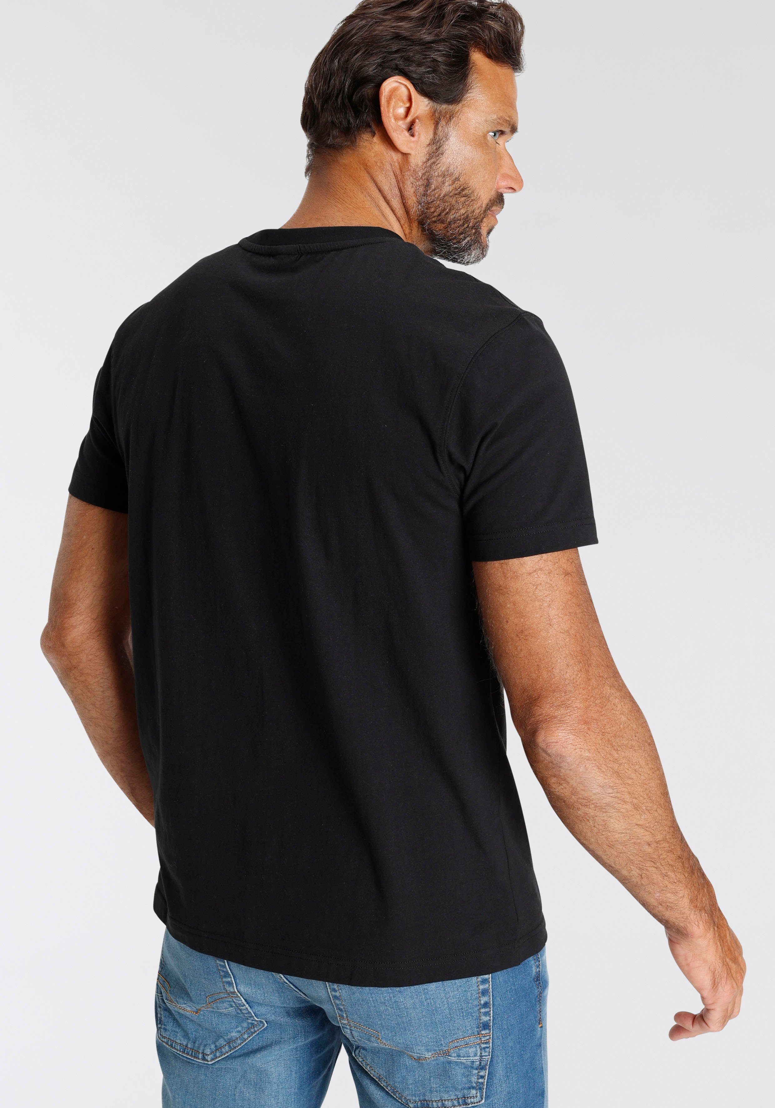 H.I.S T-Shirt mit schwarz Logo-Print vorne