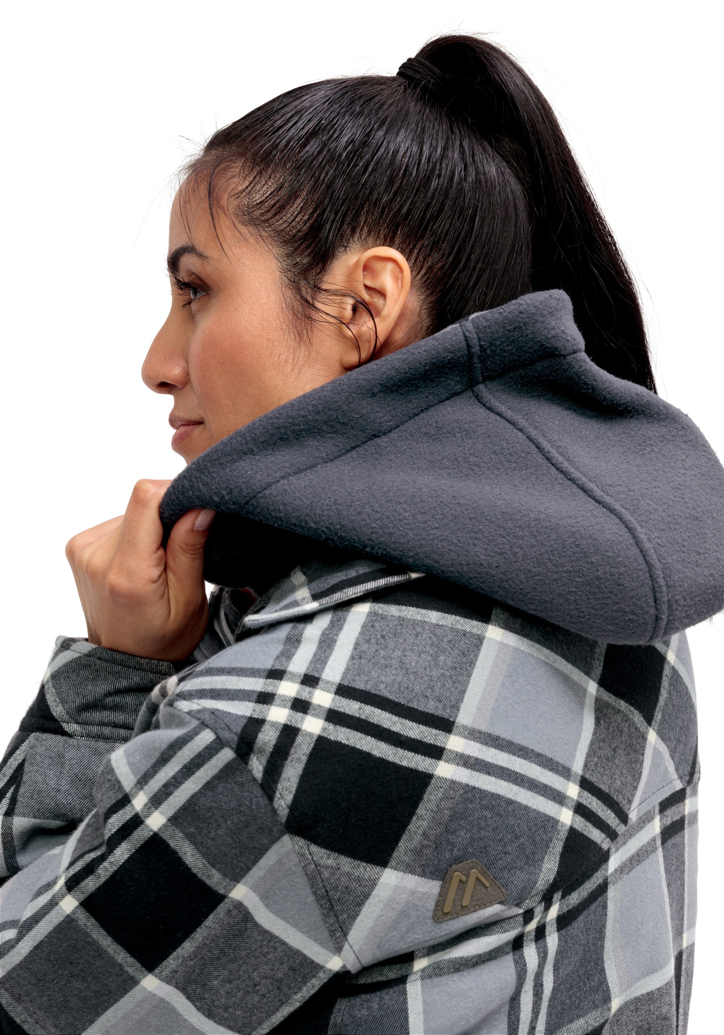 Maier Sports Flanellbluse Camquadri W wattiertes Damen Hemd im klassischen Karo-Look