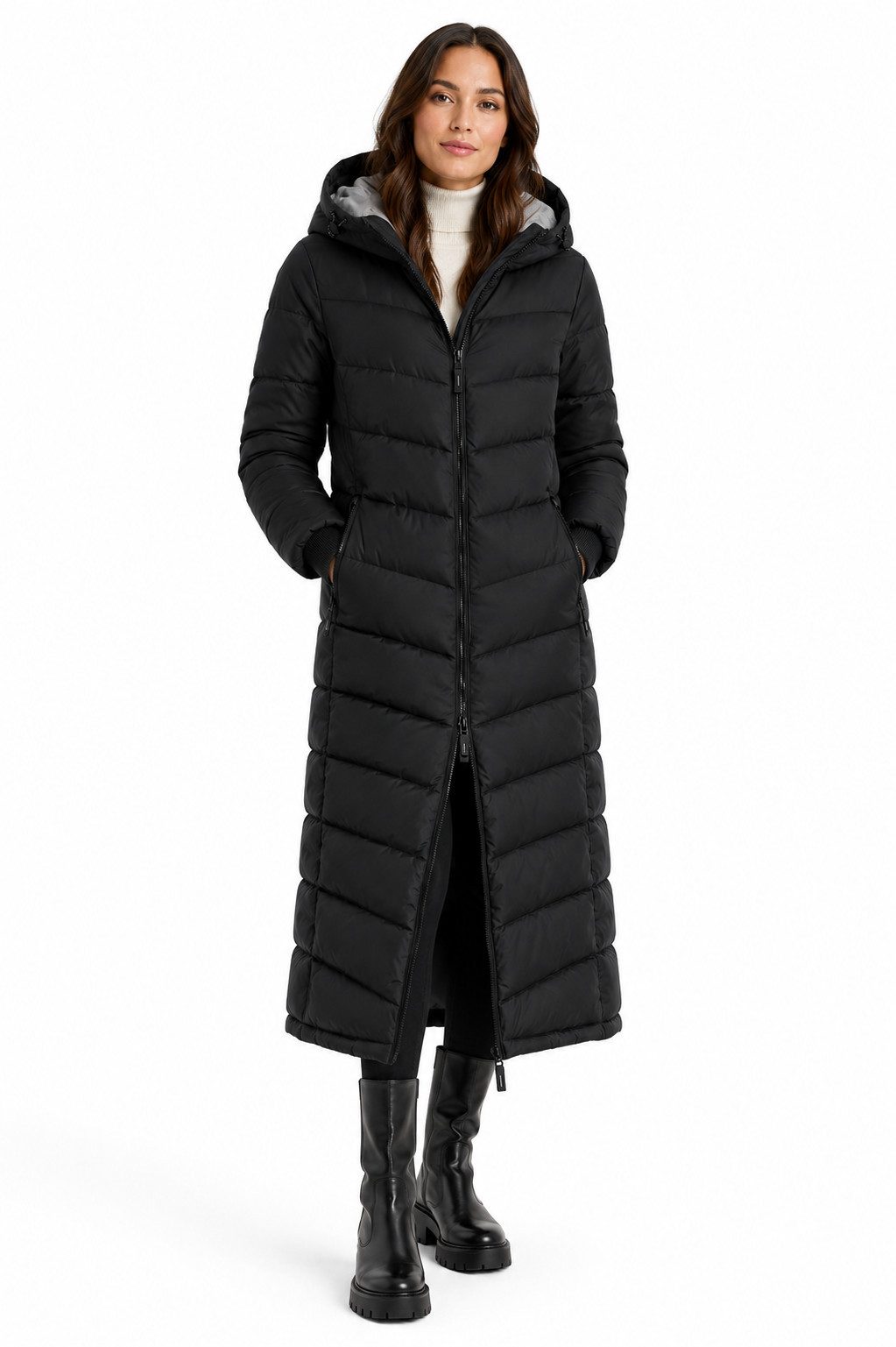 SUBLEVEL Steppmantel Damen Winter Jacke Parka Stepp Jacke Winter Mantel Extra lang 126cm