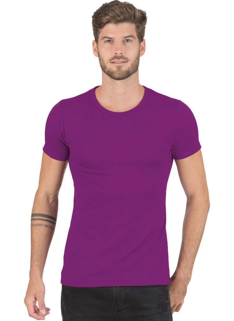 Trigema T-Shirt TRIGEMA T-Shirt aus Baumwolle/Elastan brombeer