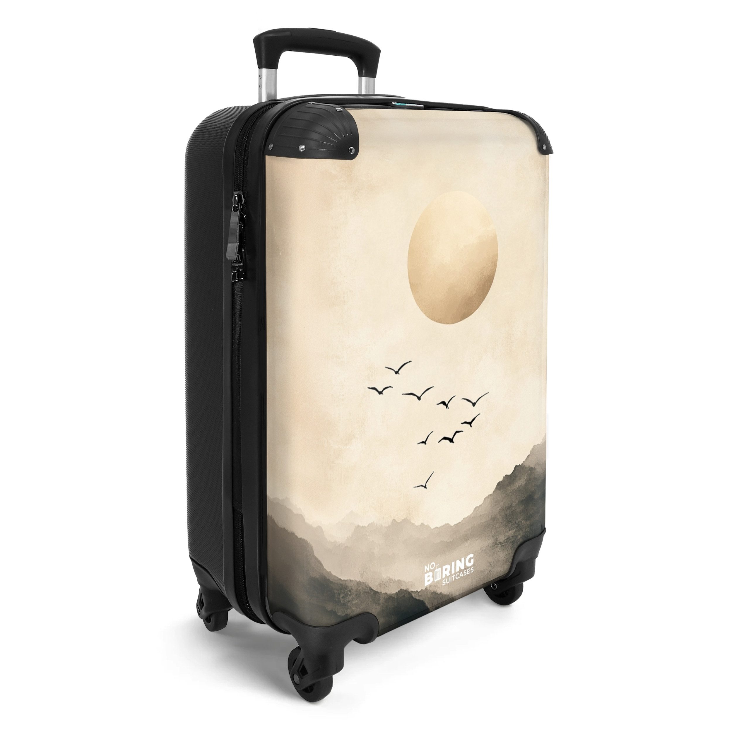 NoBoringSuitcases.com© Hartschalen-Trolley Vögel mit Sonne über günstig online kaufen