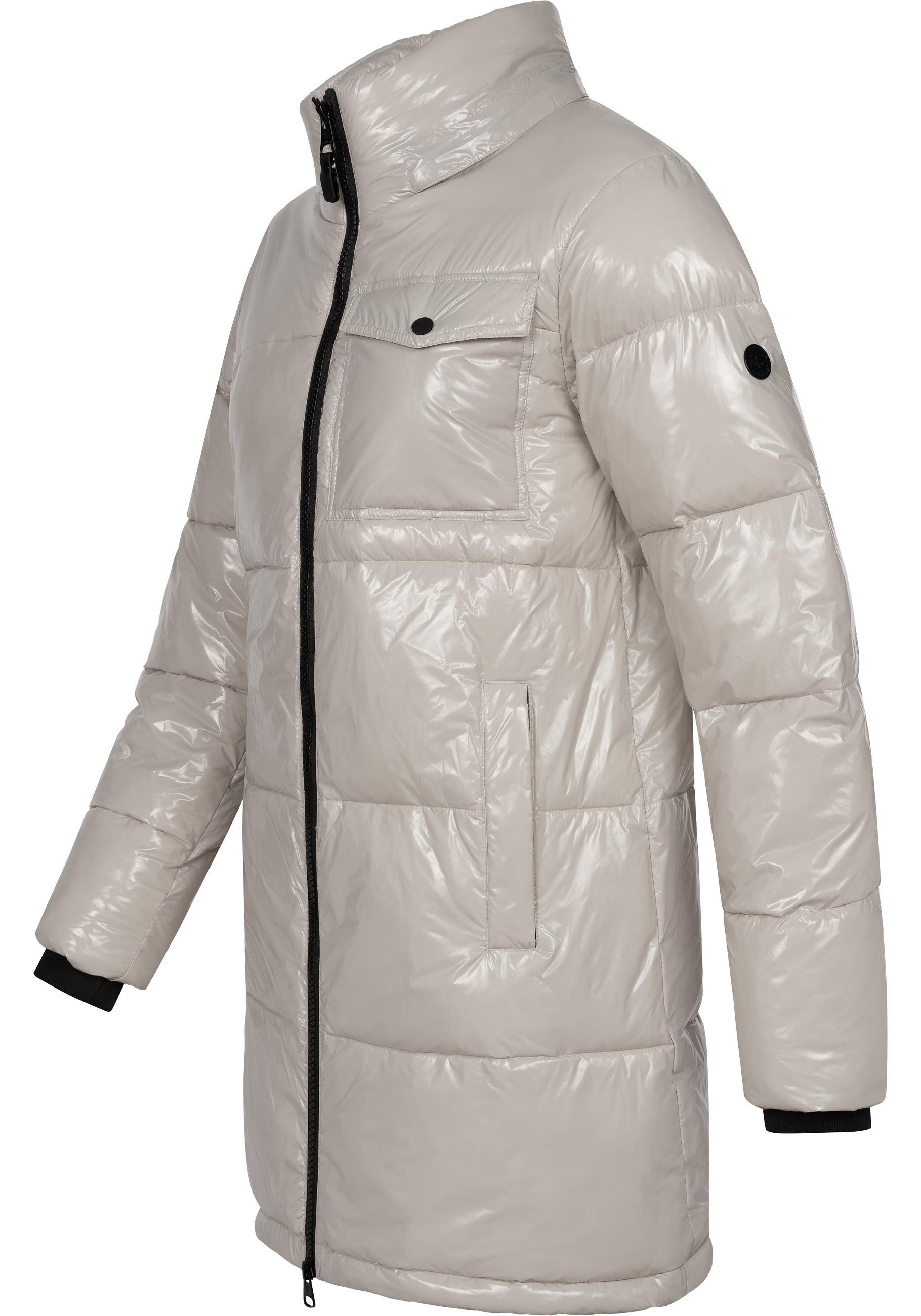 Ragwear Wintermantel Roobie Long super stylischer, gänzender Damen Steppmantel – Bild 5 von 5