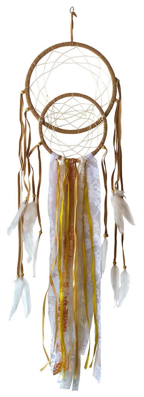 Saraswati Traumfänger Traumfänger "Vesica" Leder 22cm mit Synthetic- und Brokatfäden, 22x85c