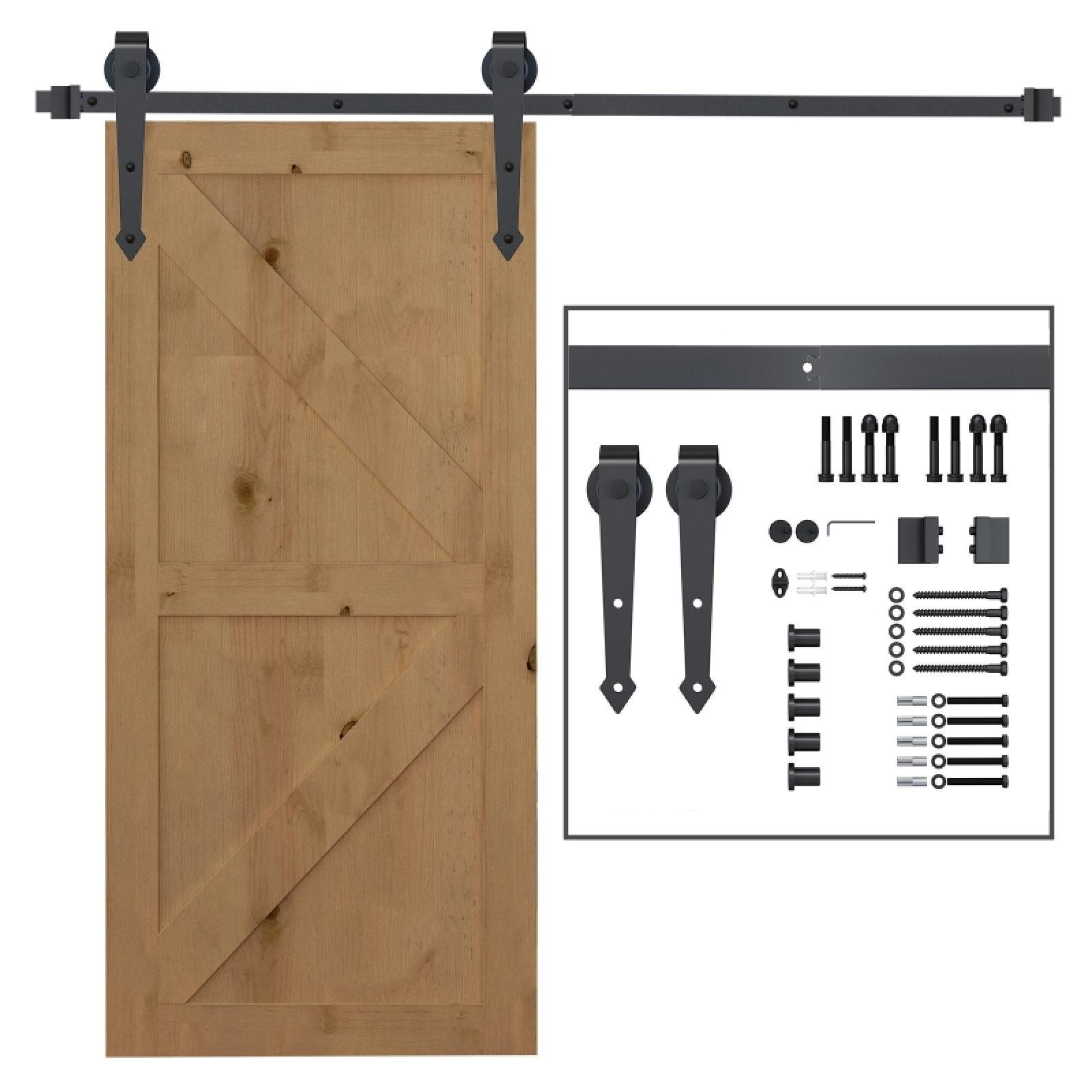 FELIXLEO Türbeschlag Schiebetüren Beschlagsatz 200 cm Set Schienen Rollen Anti Sprung Braun