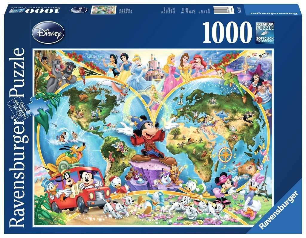 Puzzle, Ravensburger 15785 1000 Teile Puzzle Puzzleteile Disney's Weltkarte 1000