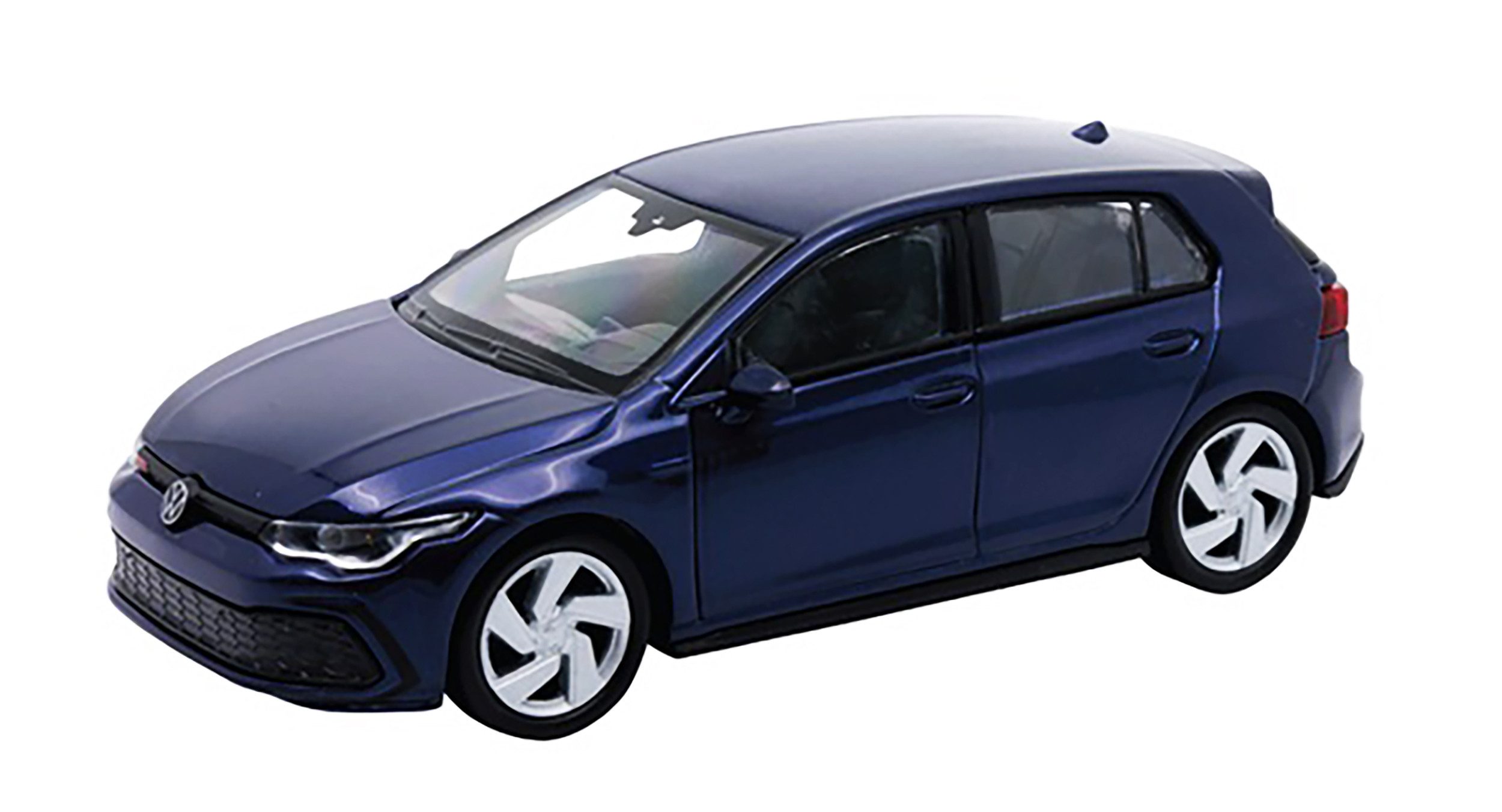 Welly Modellauto VOLKSWAGEN GOLF 8 GTI aus Metall Modellauto VW 49 (Blau-Metallic), mit Rückzugmotor Modell Auto Spielzeugauto