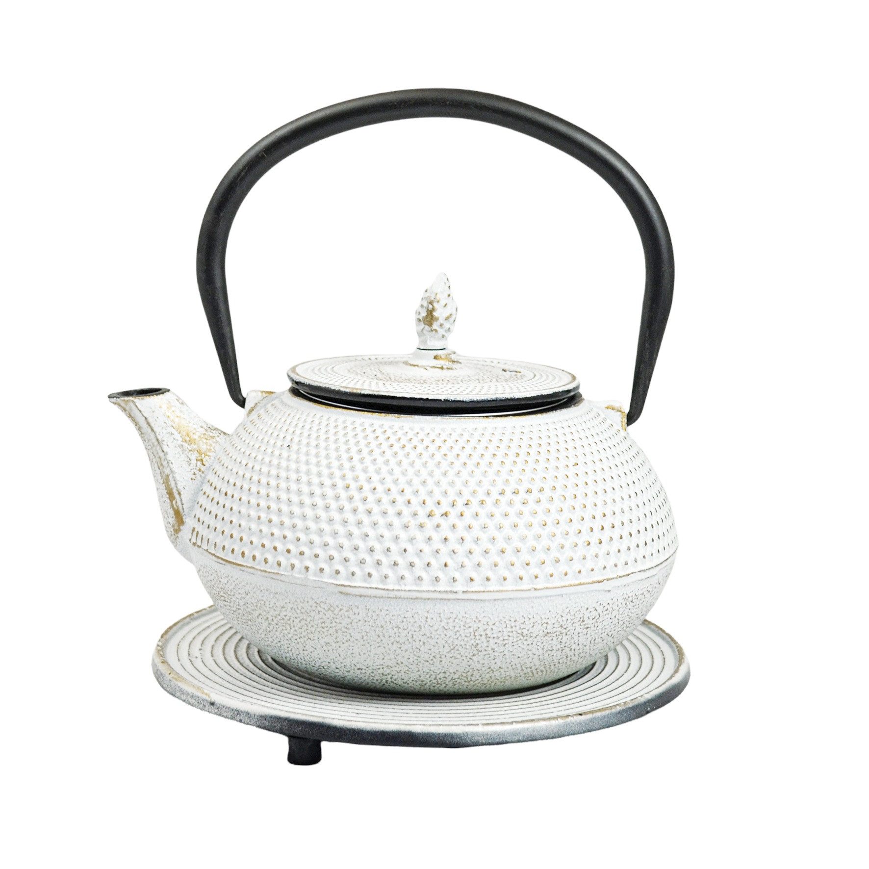 JA-UNENDLICH Teekanne Basic neutral, 1.2 l, aus Gusseisen handgefertigt im Sandgussverfahren, innen emailliert