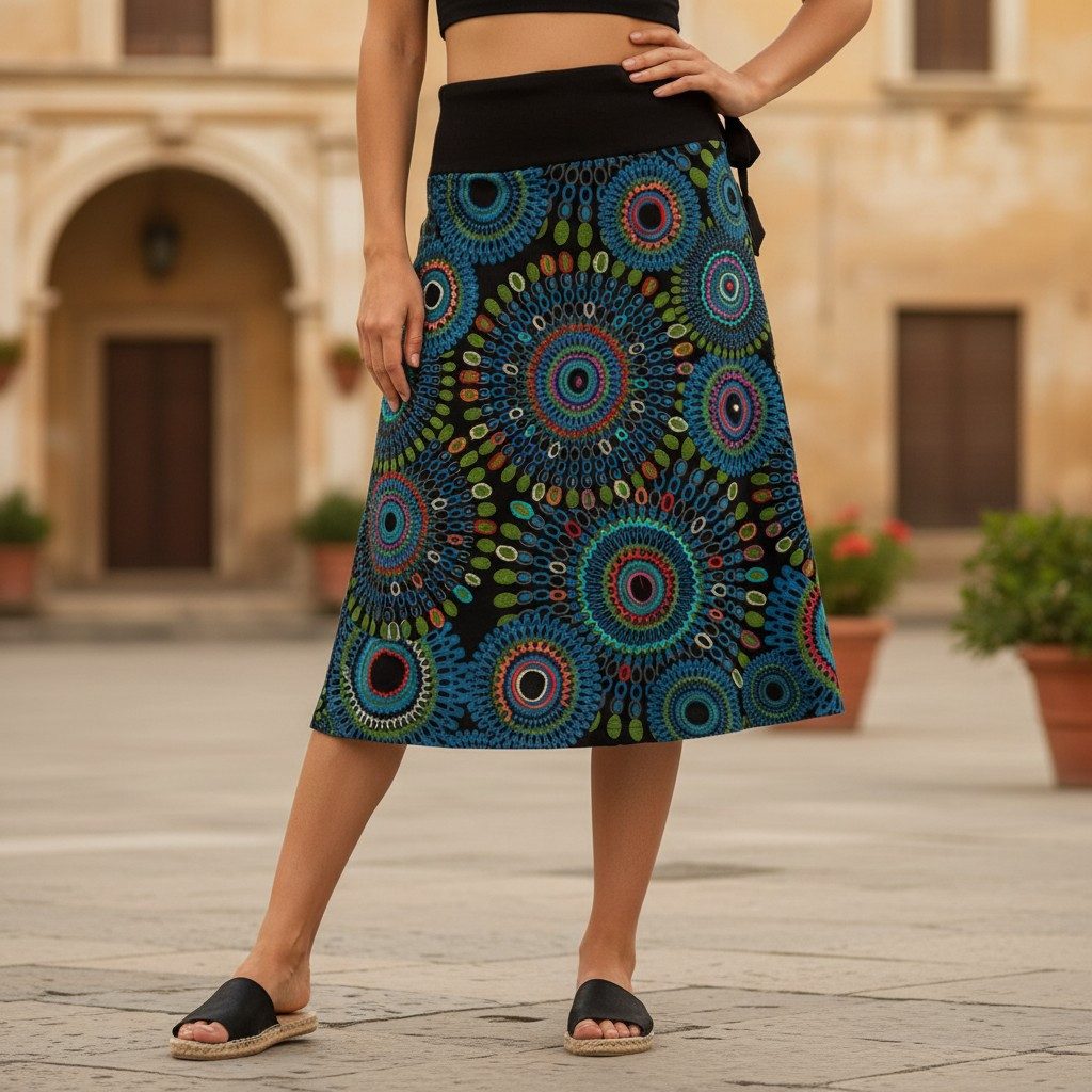Guru-Shop Minirock Bestickter knielanger Rock, Boho chic, Retro.. alternati günstig online kaufen
