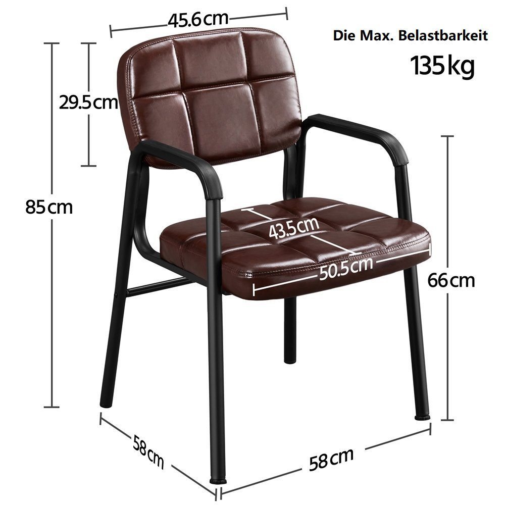 Yaheetech braun Polsterstuhl Empfangsstuhl Küchenstuhl Esszimmerstuhl (2 St), Wohnzimmerstuhl