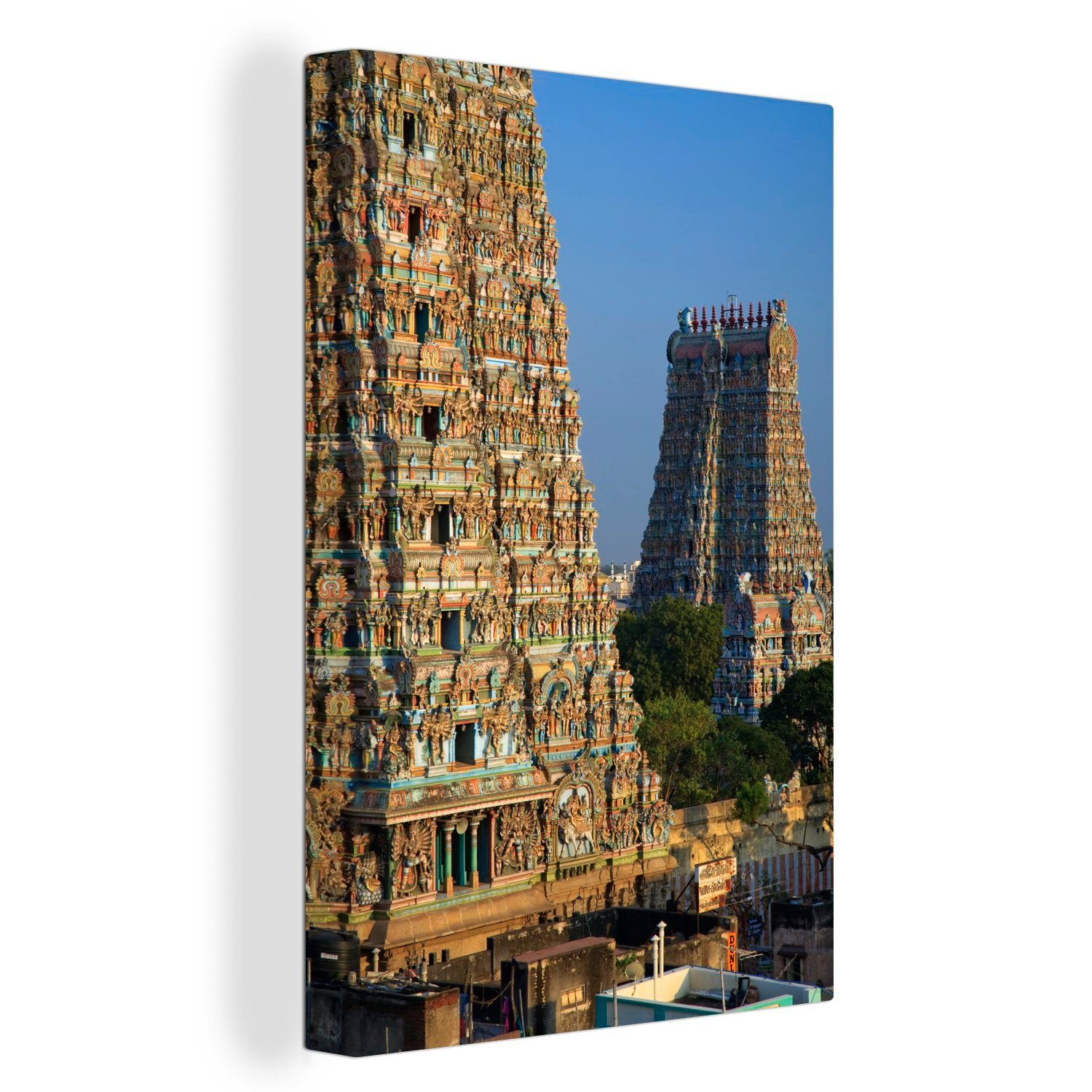 Gemälde, in Minakshi-Tempel Zwei Leinwandbild bespannt St), fertig cm OneMillionCanvasses® Madurai, 20x30 Leinwandbild (1 Zackenaufhänger, inkl.