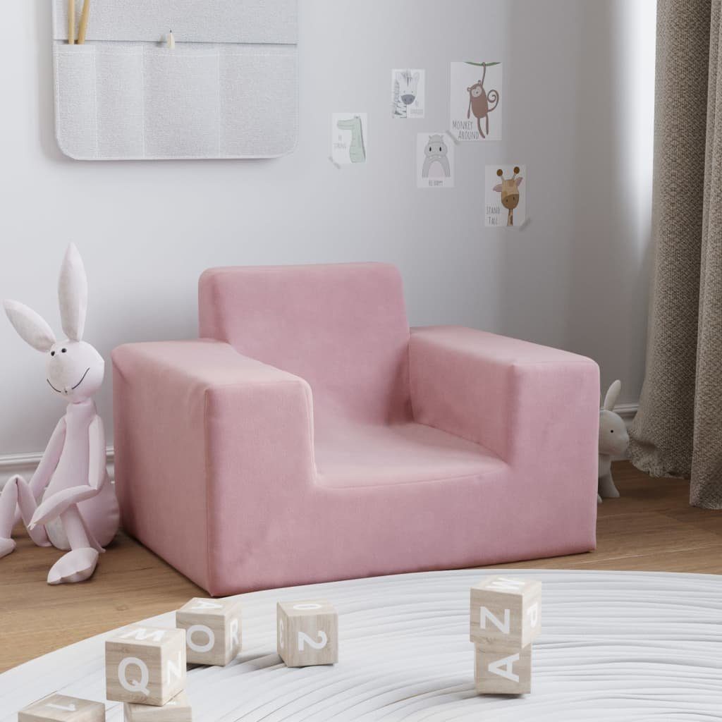 furnicato Kindersofa Rosa Weich Plüsch