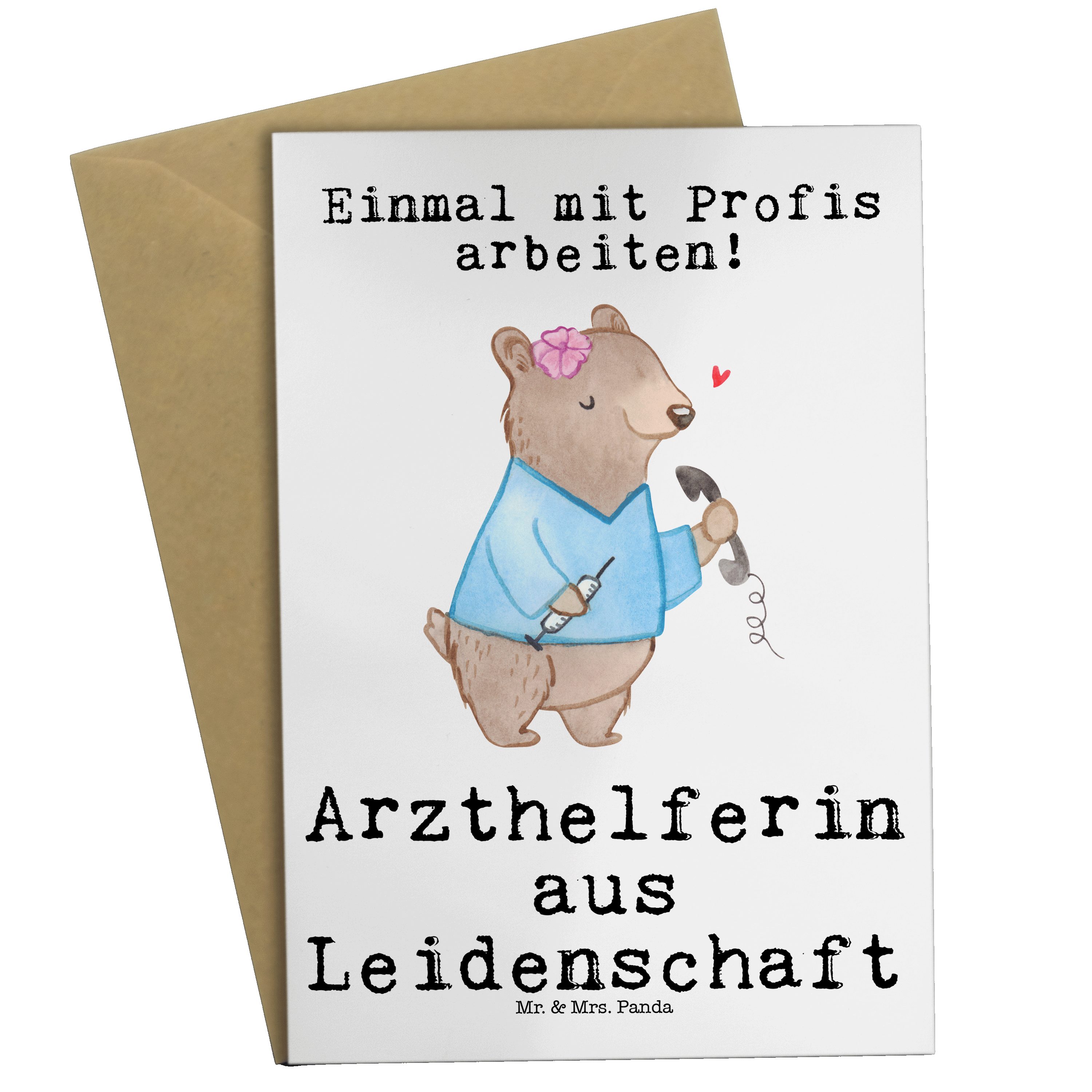 Mr. & Mrs. Panda Grußkarte Arzthelferin aus Leidenschaft Weiß