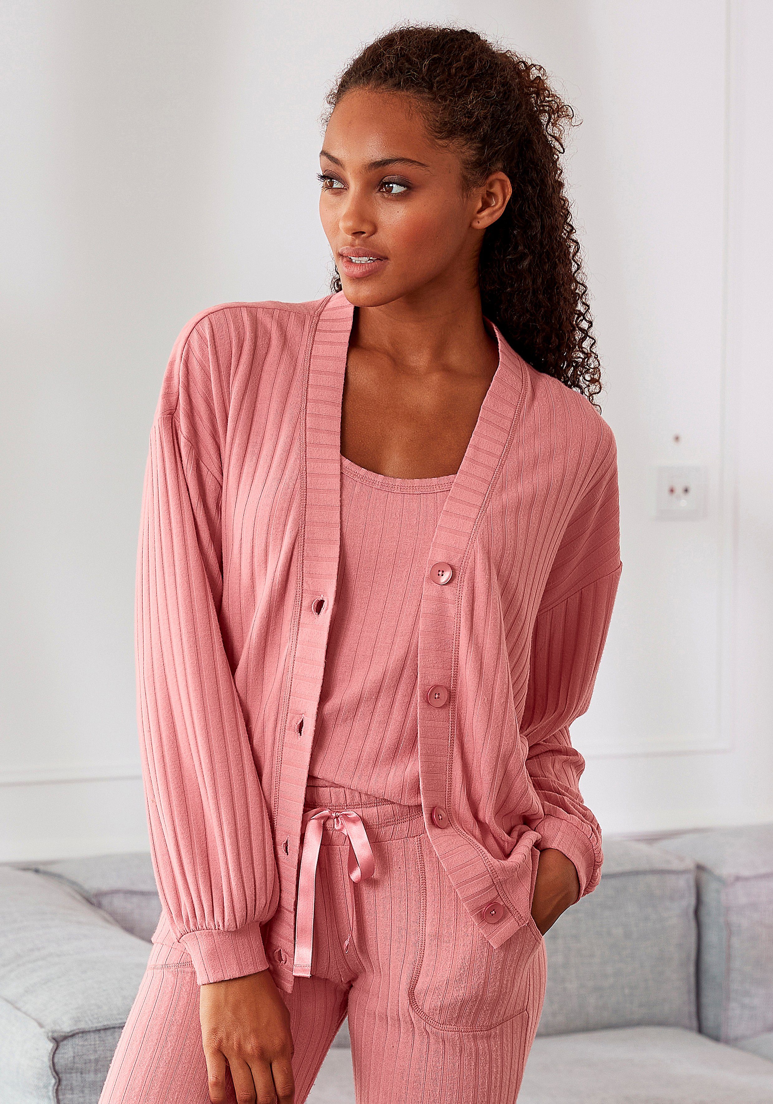 s.Oliver Cardigan mit breiter Knopfleiste, Loungewear pink