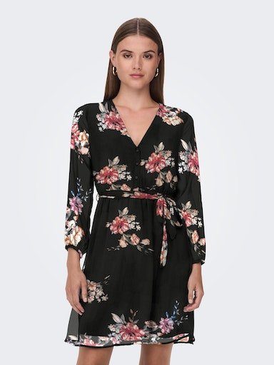 WVN Black DRESS FLOWER NOOS AOP:ROMANTIC 3/4 ONLY Druckkleid SHORT ONLCERA