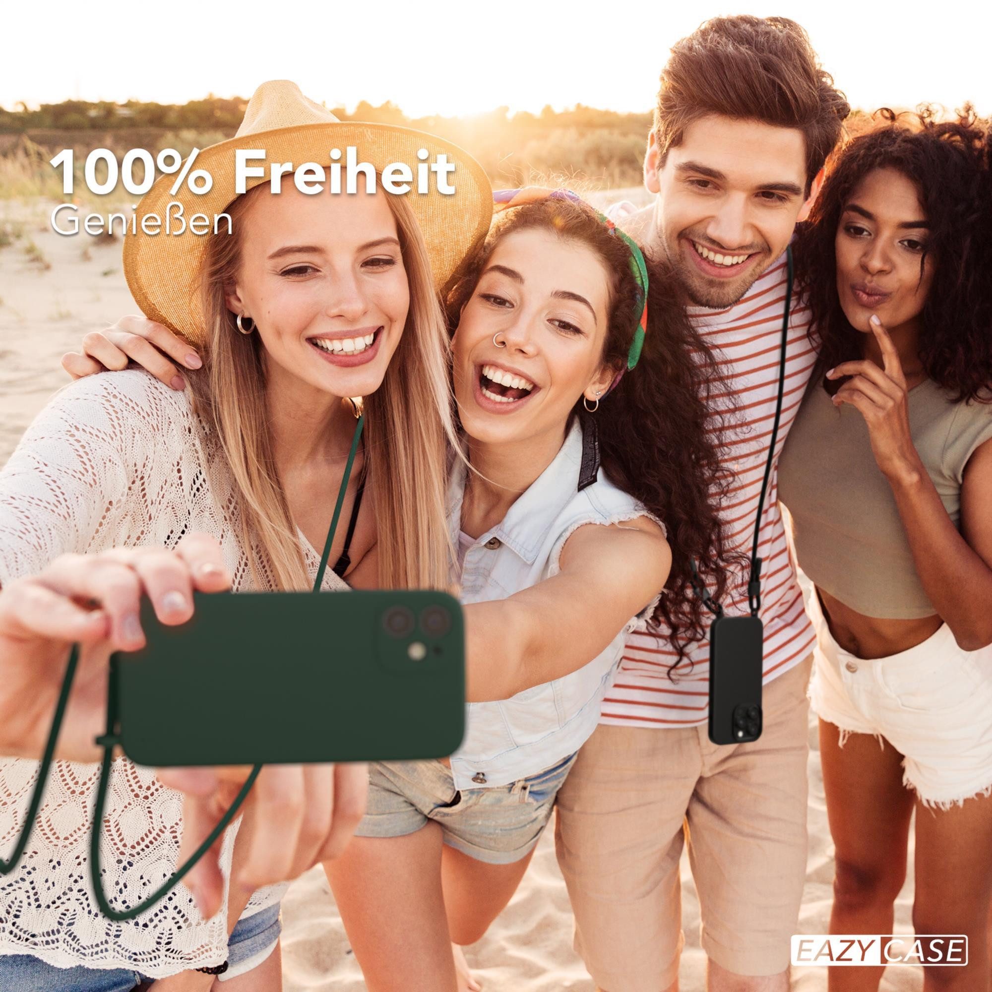 EAZY CASE Handykette Runde Kette für Apple iPhone 12 Mini 5,4 Zoll, Handykette zum Umhängen Slim Phone Chain Festivalbag Smartphone Grün