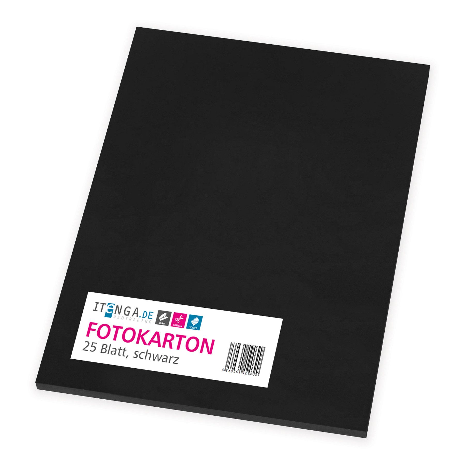 itenga Bastelkartonpapier itenga Fotokarton - A4 300 g/qm schwarz 25 Blatt