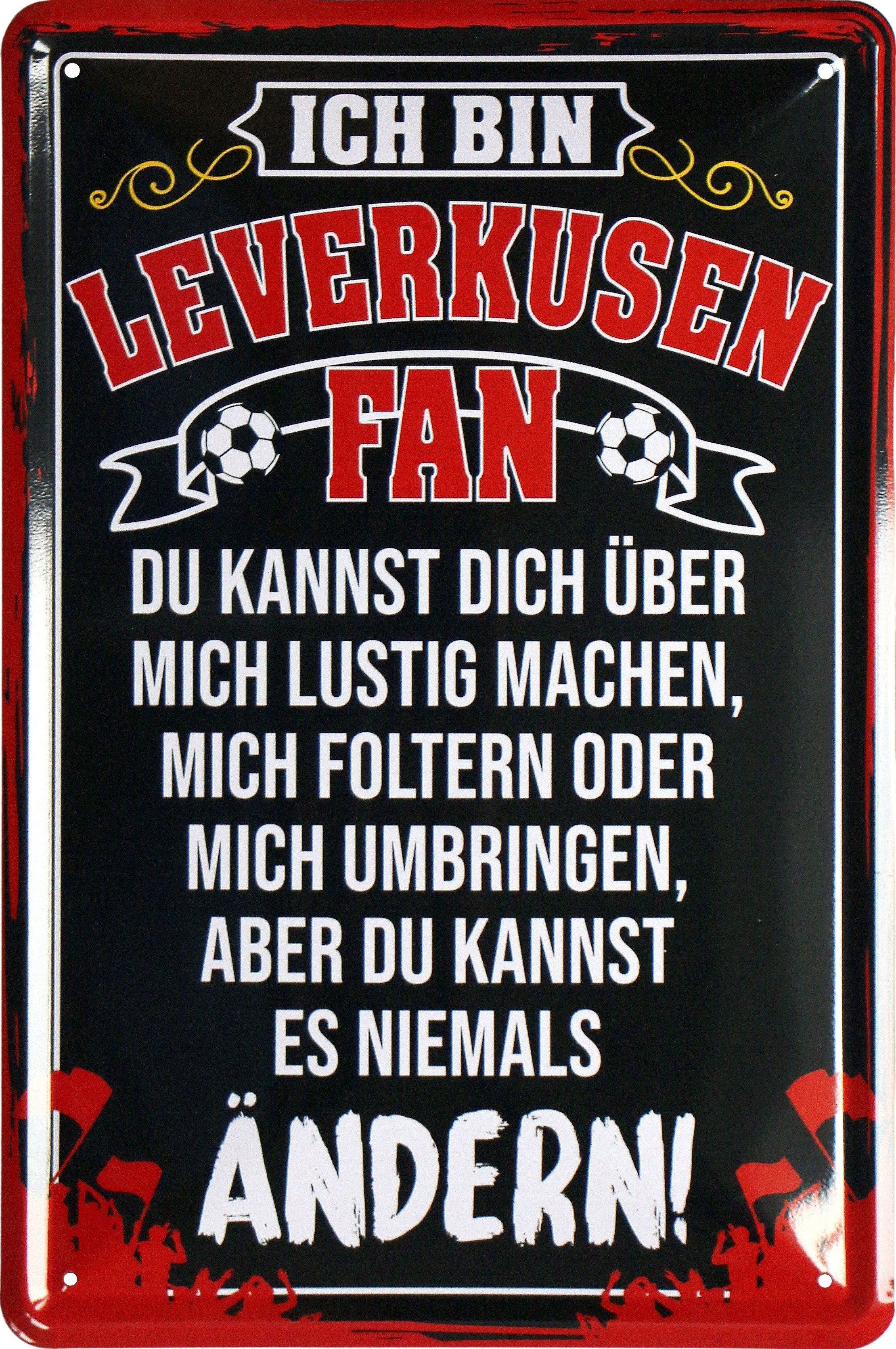 WOGEKA ART Metallbild Ich bin Leverkusen Fan - 20 x 30 cm Retro Blechschild günstig online kaufen