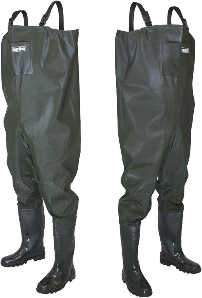 Fortmen Wathose mit Stiefel Herren 38-47 - Anglerhose zum Arbeiten, Angeln & Outdoor (mit verstellbarem Schultergurt) Wasserdicht