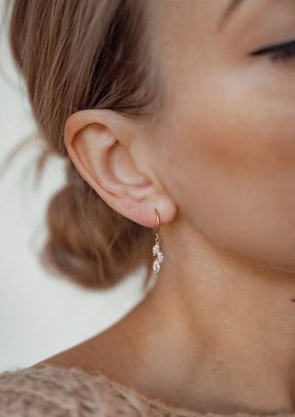 Hey Happiness Paar Ohrhänger Kristalle Tropfen, Damen Silber Ohrringe hängend 18K Roségold, Silber 925 Creolen Zirkonia Anhänger Vergoldet, Brautschmuck