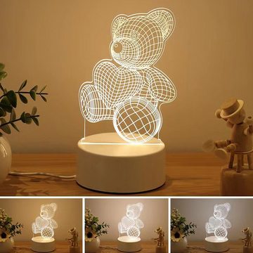 HOUROC Nachttischlampe LED Nachttischlampe, LED Nachtlicht 3D-Illusion, variabel 16 Farben, 16 Farben einstellbar, Mit Fernbedienung, durch Berührung einstellbar
