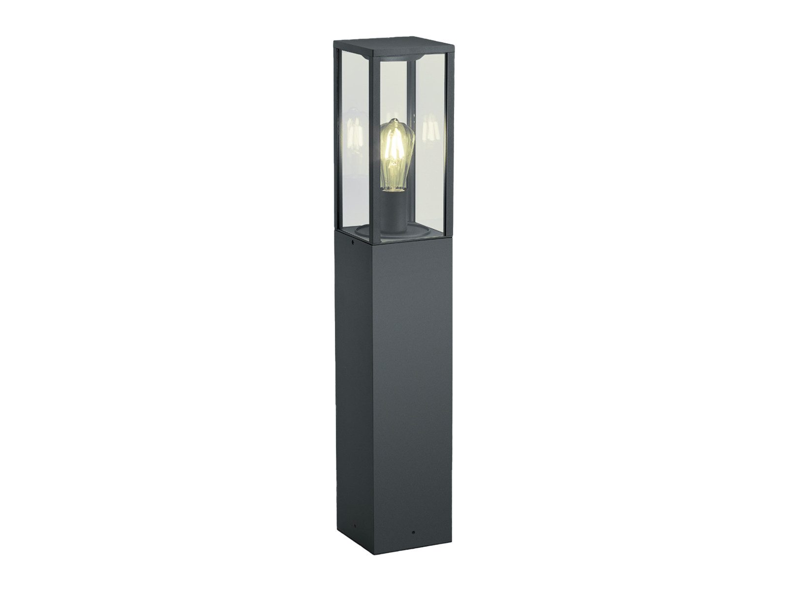 TRIO Leuchten LED Pollerleuchte Aluminium Anthrazit & Glas, Höhe 80cm, LED wechselbar, warmweiß, Garten-Laterne zur Wegbeleuchtung, Außen Gartenlampe inkl. E27 LED