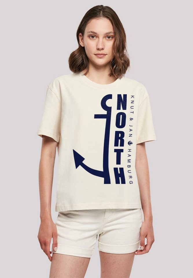 F4NT4STIC T-Shirt North Anker Print, Gerippter Rundhalsausschnitt für  stylischen Look