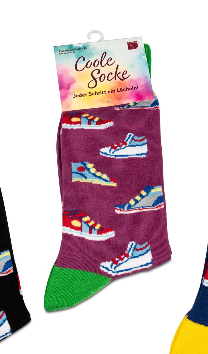 Socken Coole Socke Sneakers Turnschuhe lila - One Size 40 - 45