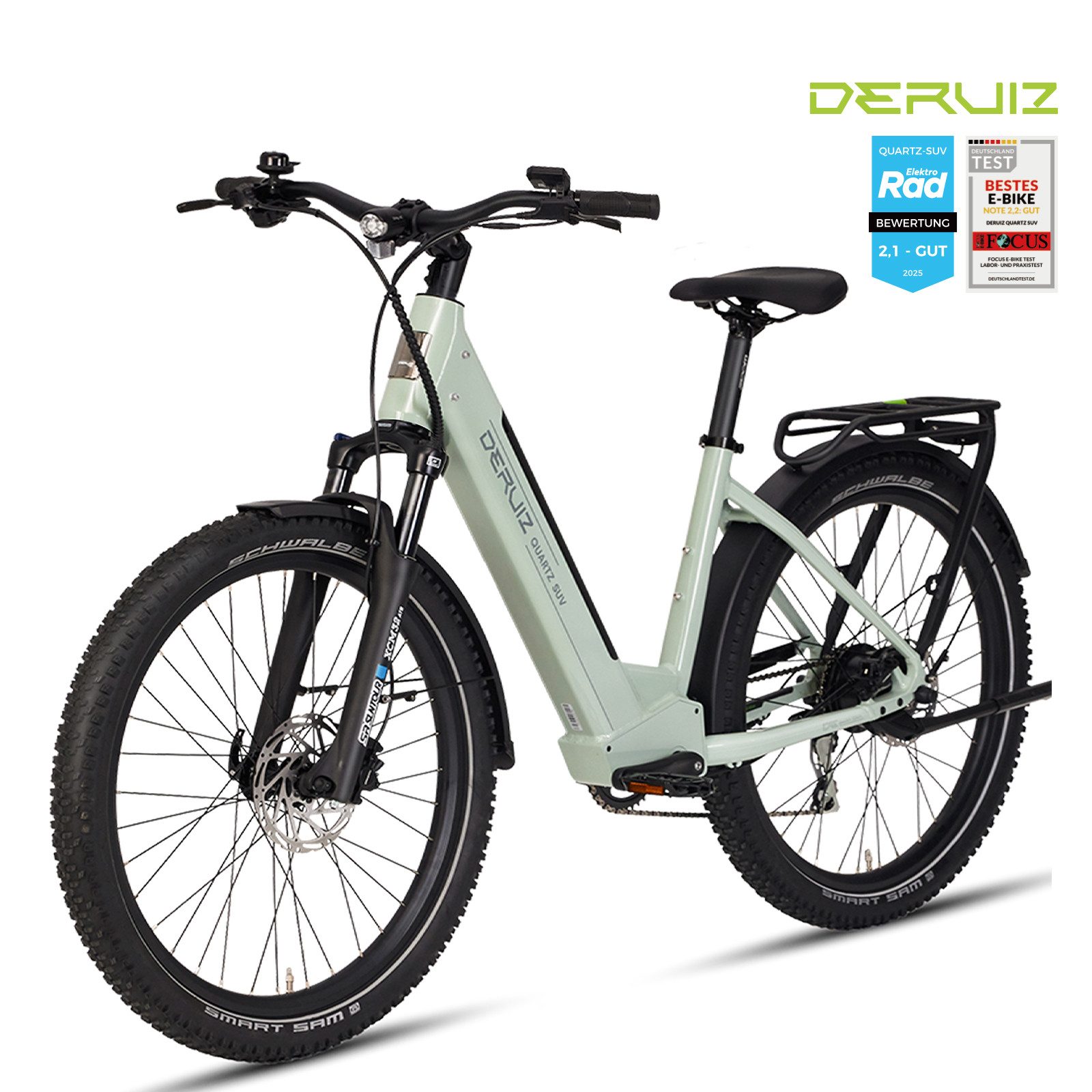 DERUIZ E-Bike Trekkingrad 28 Zoll Quartz SUV, 55 Nm, 644 Wh, bis 160 km, Bluetooth-App, 8 Gang SHIMANO Acera RD-M360 SGS Schaltwerk, Kettenschaltung, Hinterradmotor, 644 Wh, Drehmomentsensor, SHIMANO Acera 8-Gang, LCD-Farbdisplay