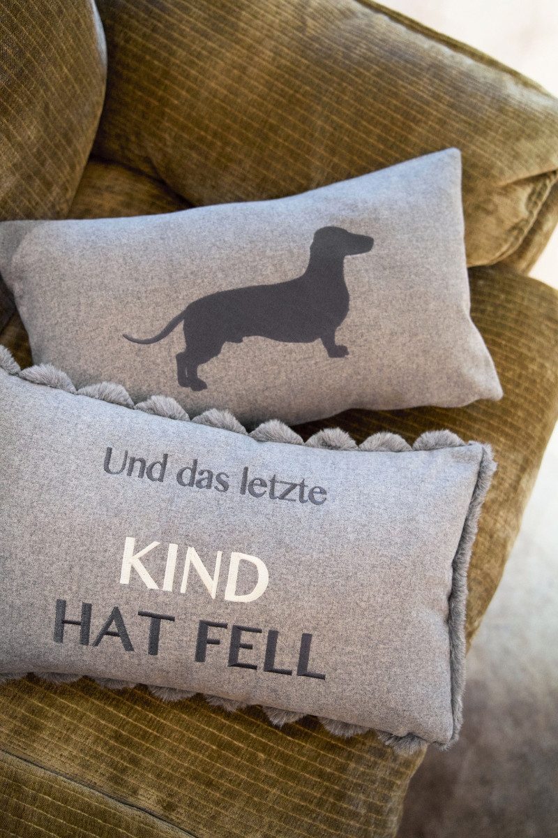 Steen Design Kissenhüllen Kissenhülle - DACKEL - grau