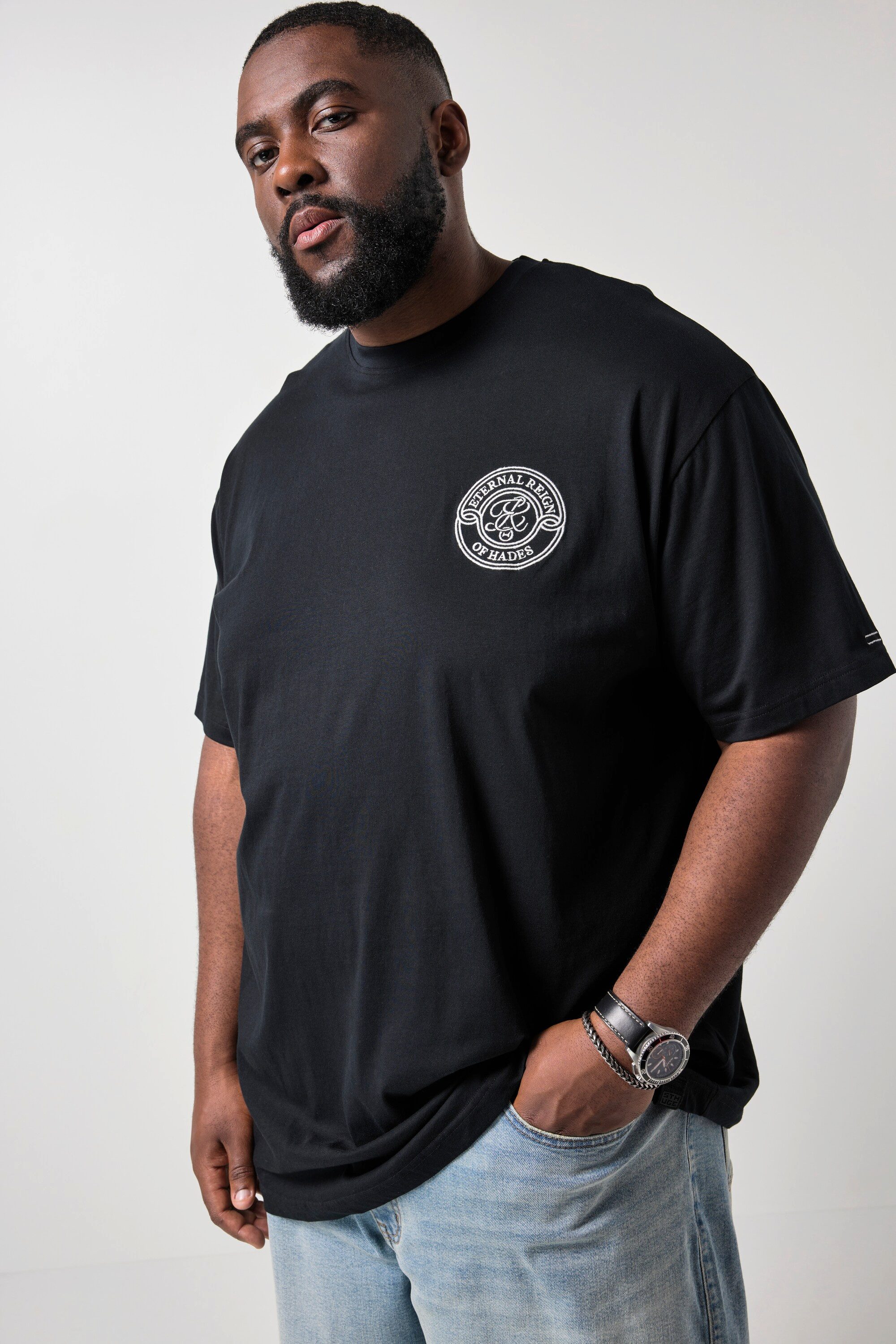 STHUGE T-Shirt T-Shirt Halbarm oversized Rückenprint günstig online kaufen