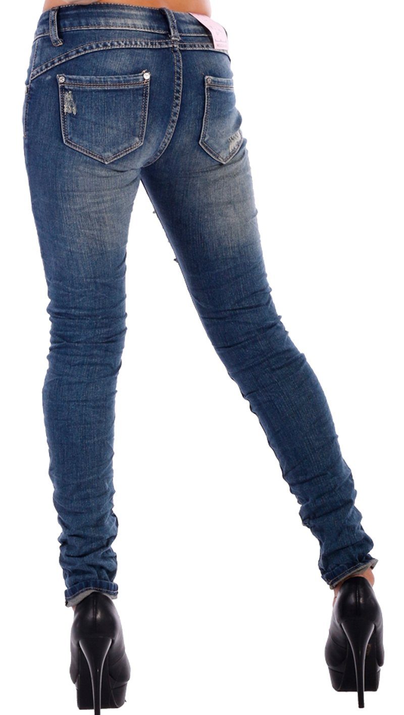 Applikationen vielen Skinny mit Moda Charis destroyed Röhrenjeans Jeans