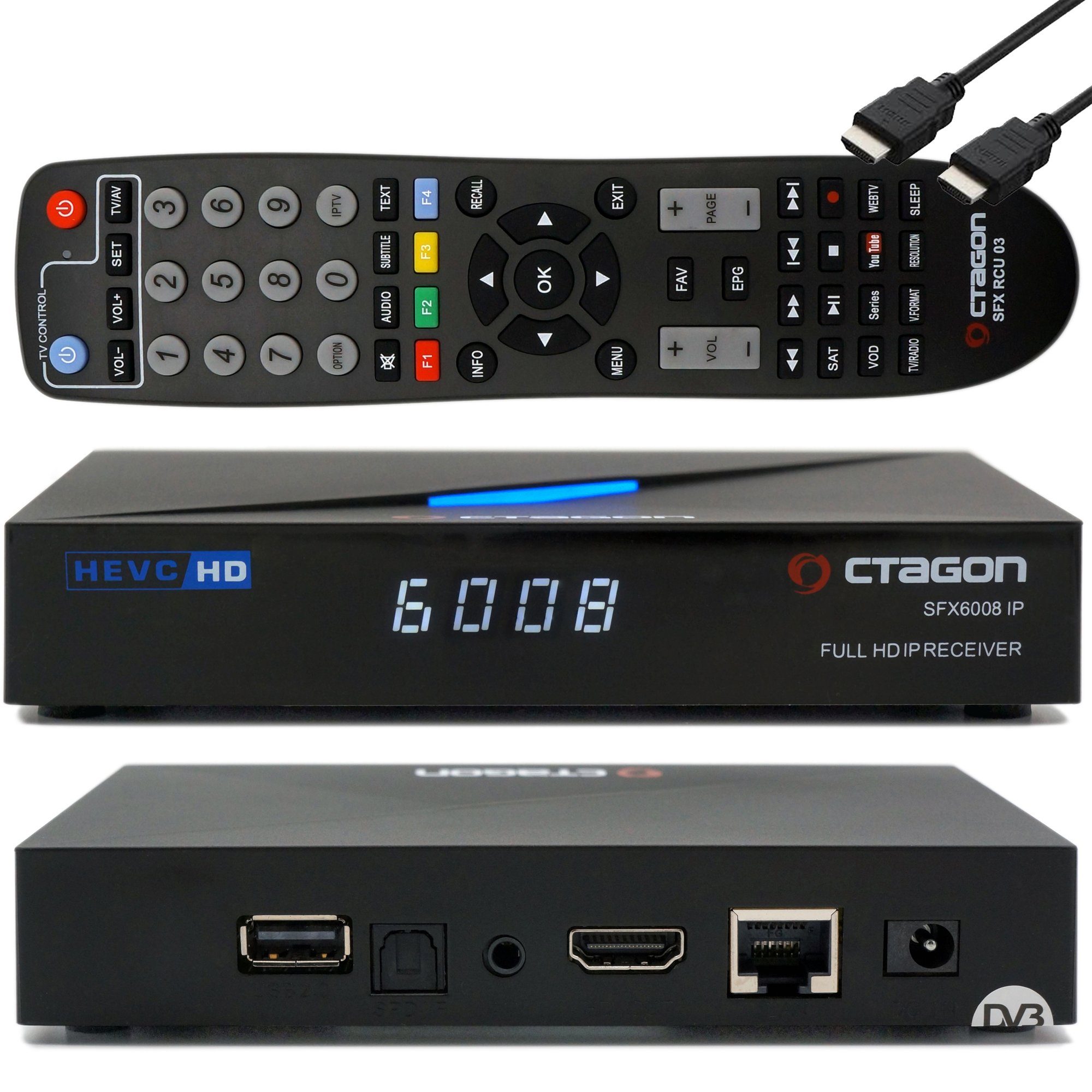 Smart Sat HD IPTV - H.265 IP Streaming-Box Linux SFX6008 IP OCTAGON Receiver to HEVC E2 mit