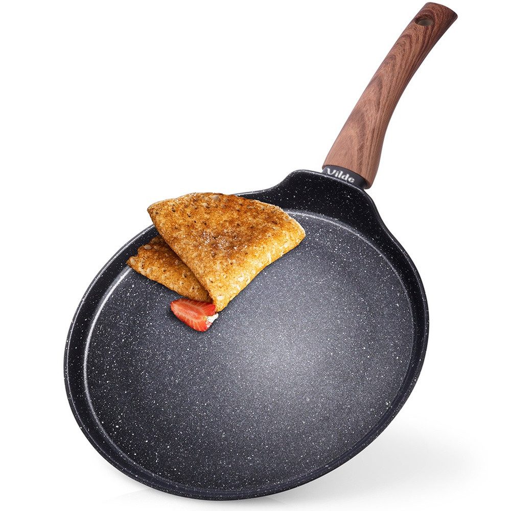 Vilde Crêpepfanne BLACK&WOOD 24 cm mit Granit-Antihaftbeschichtung, Aluminium (1-tlg), energiesparend, spülmaschinengeeignet