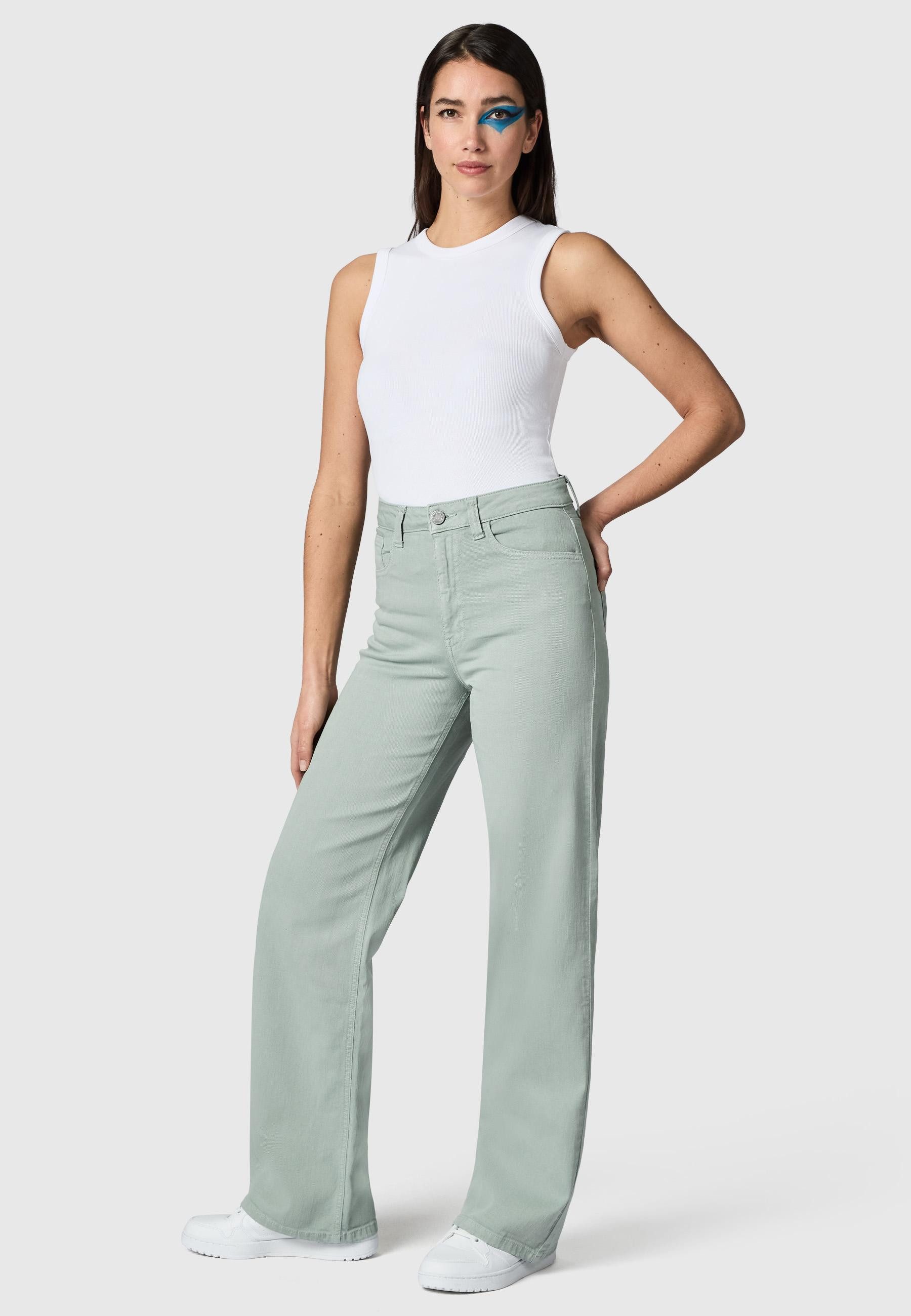 PEAK TIME Chinohose Cyrele Lange Wide-Leg-Hose mit Bio-Baumwolle