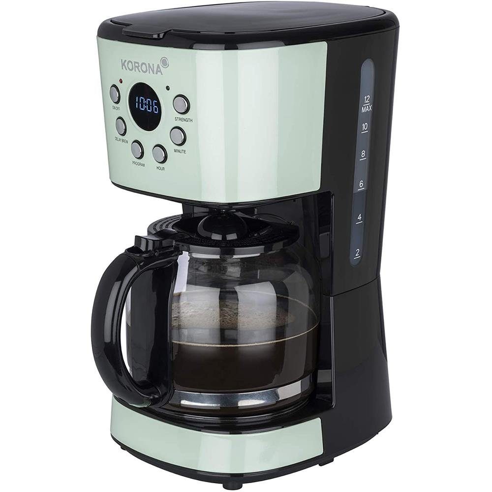 KORONA Filterkaffeemaschine, Vintage Design, Timer, 900 Watt, 1,5 L, LCD Anzeige, Permanentfilter