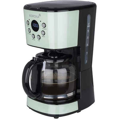 KORONA Filterkaffeemaschine Retro Kaffeemaschine, Vintage Design Kaffeemaschine / Kaffeeautomat, Timer, 900 Watt, 1,5 L, LCD Anzeige / Display, Permanentfilter, Mint (10665)
