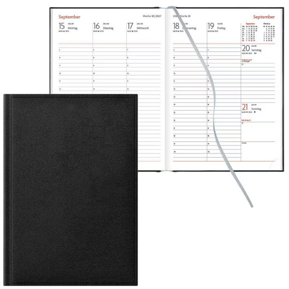Lediberg Buchkalender 942 Wochenplaner 2027 schwarz A5 (1-tlg)