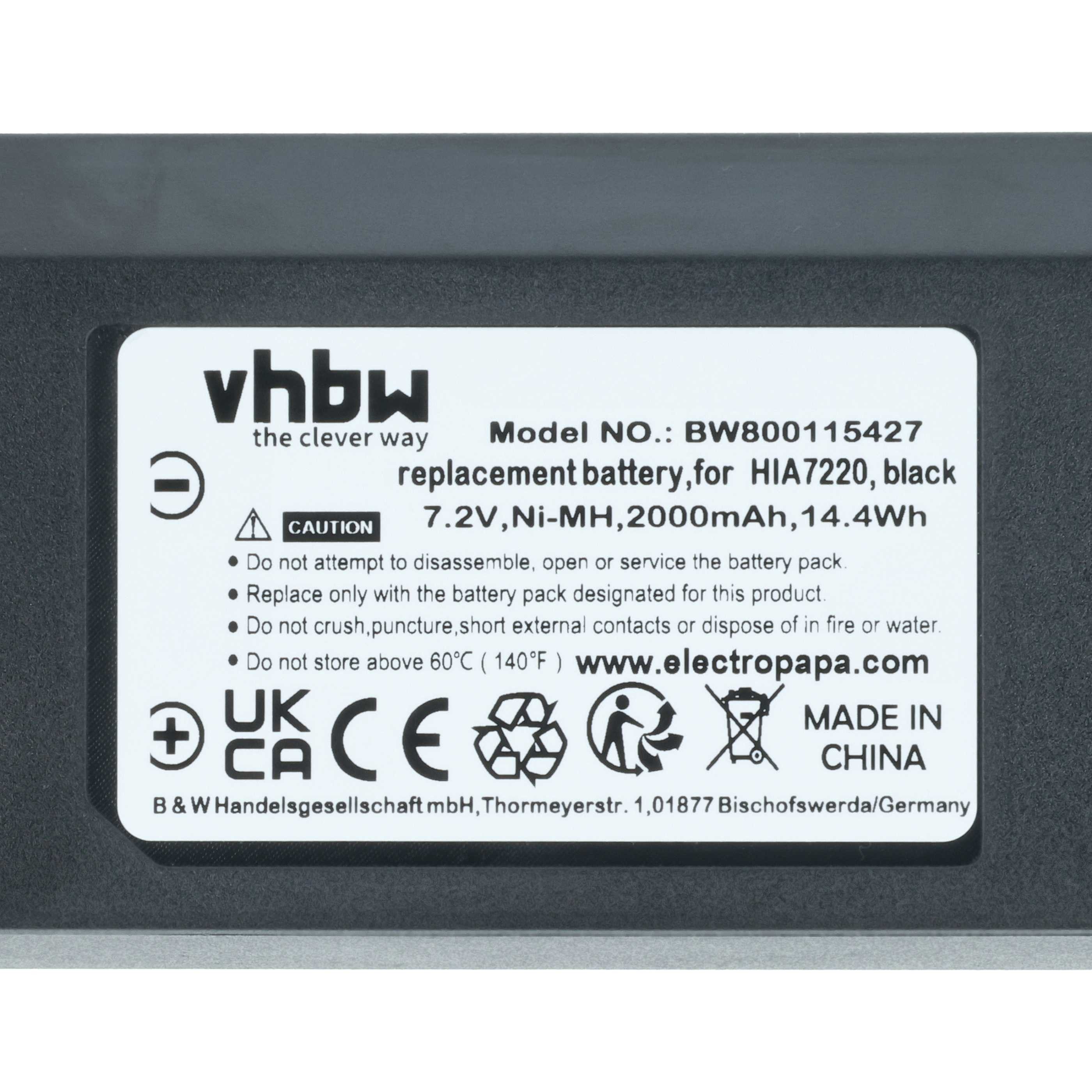 vhbw Akku passend für Hiab XS Drive H3786692, XS Drive Akku Akku NiMH 2000 mAh (7,2 V), Leistungsfähiger Austausch-Akku für Industrie-Funkfernsteuerung