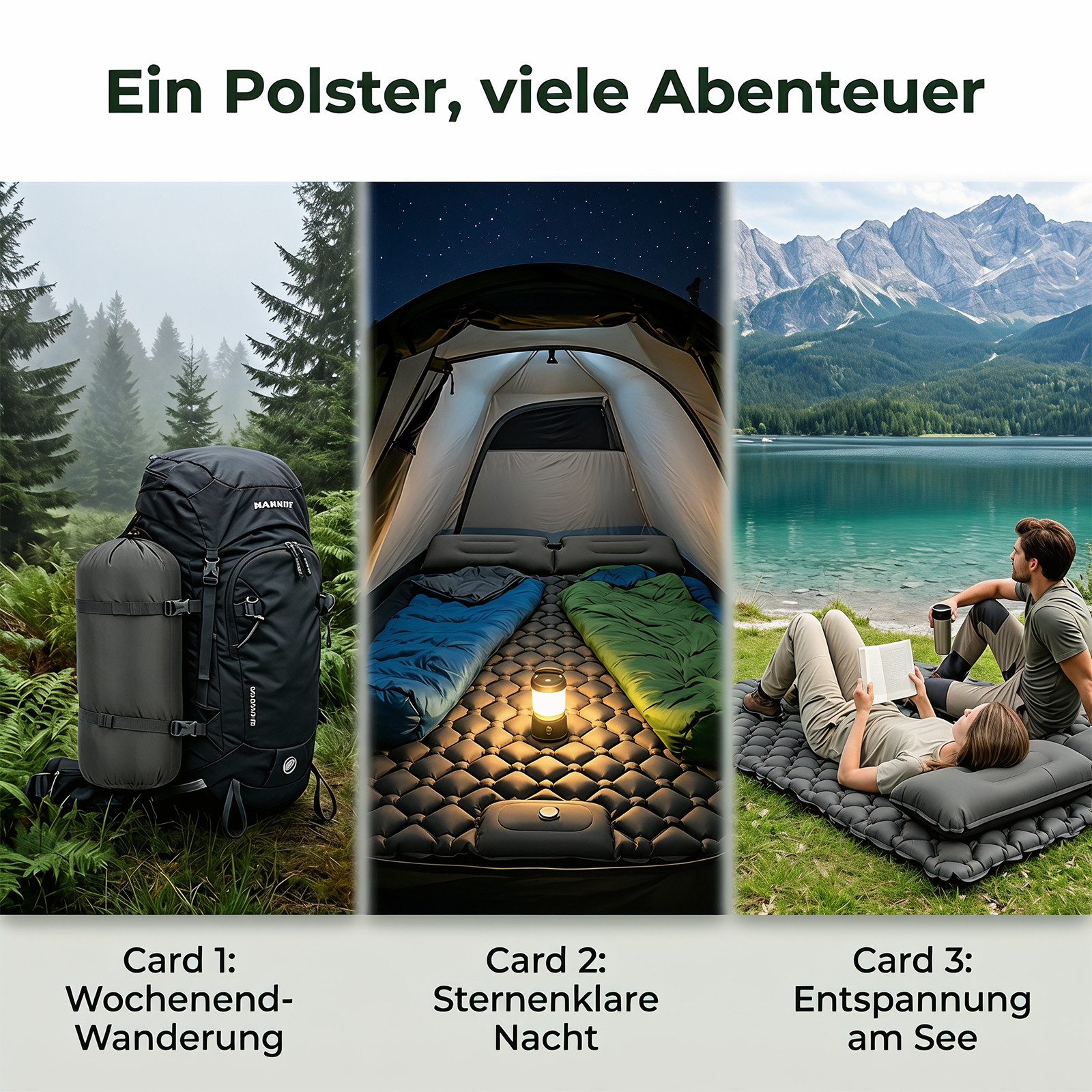 AKKEE Isomatte Campingmatte mit Kissen, Isomatte Outdoor, 2 Personen, Selbstaufblasend, Isomatte Ultraleicht, Isomatte Camping Outdoor – Bild 4 von 5