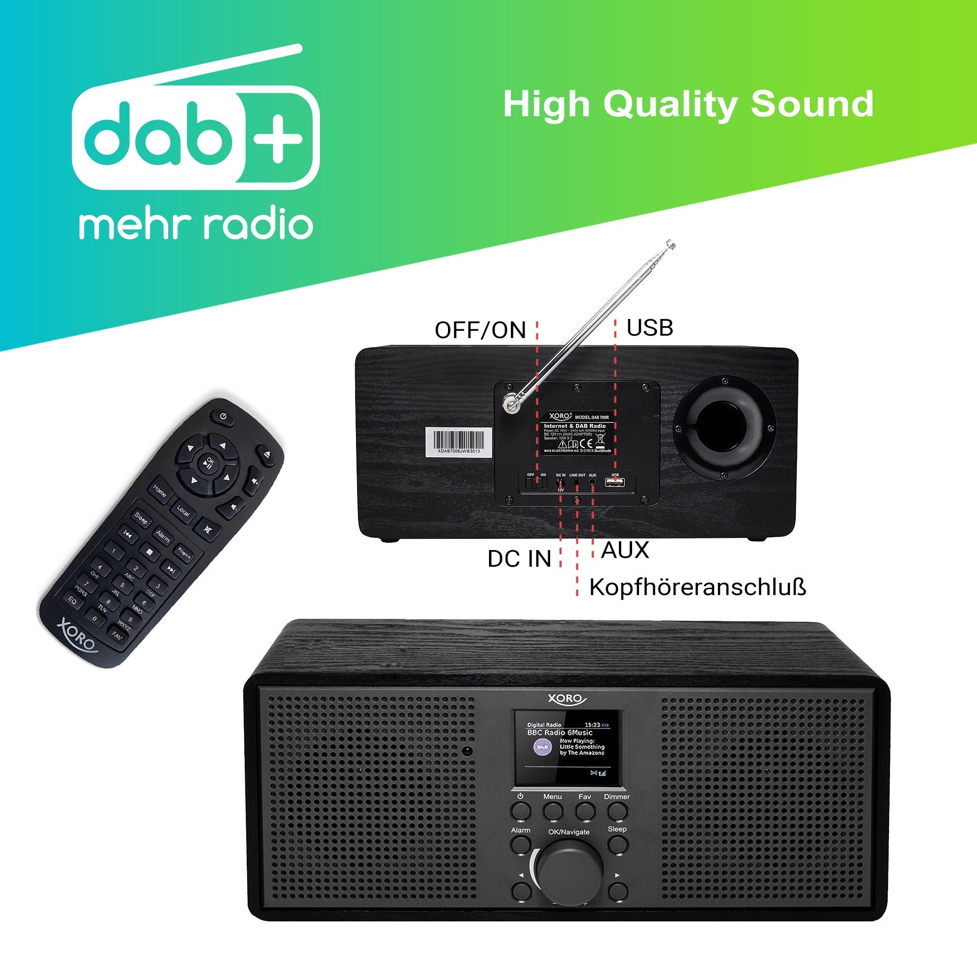 Xoro XORO IR DAB Internet-Radio 700 Spotify DAB+ WLAN-Stereo-Internetradio mit Connect