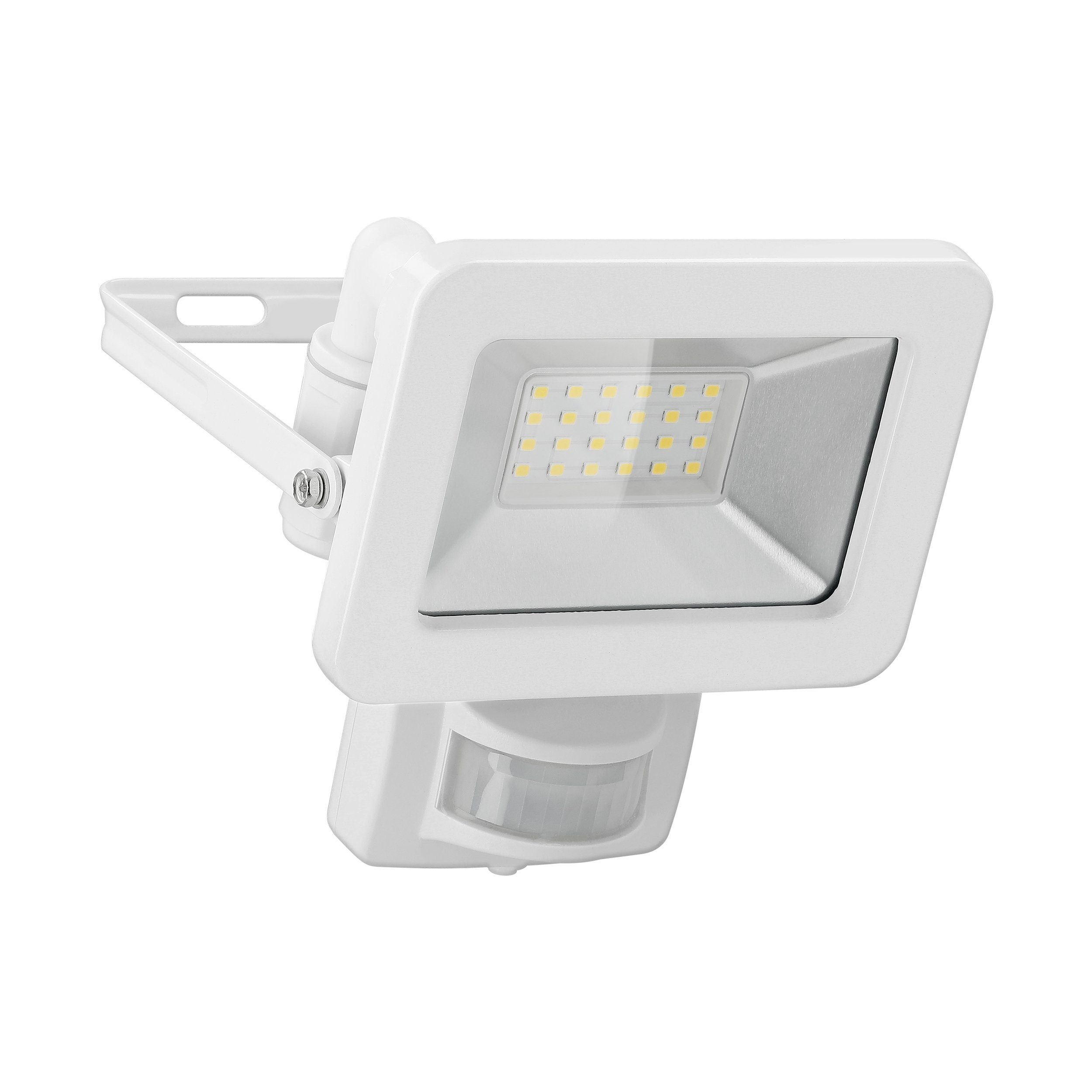 Goobay LED Flutlichtstrahler LED Außenstrahler mit Bewegungsmelder 20 W Scheinwerfer, LED fest integriert, Neutralweiß, 4000 K / 1700 lm / M16 Kabelverschraubung / Weiß