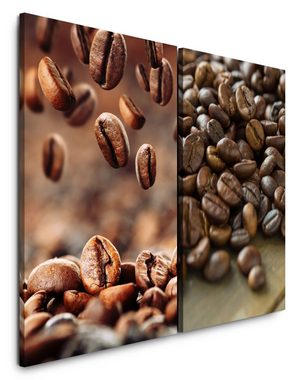 Sinus Art Leinwandbild 2 Bilder je 60x90cm Kaffee Kaffeebohnen Barista Kaffeegenuss Kunstvoll Duftend Makroaufnahmen