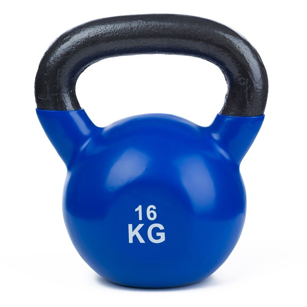 Sport-Thieme Kettlebell Kettlebell Vinyl, Trainiert Ausdauer, Koordination und Beweglichkeit 16 kg, Blau