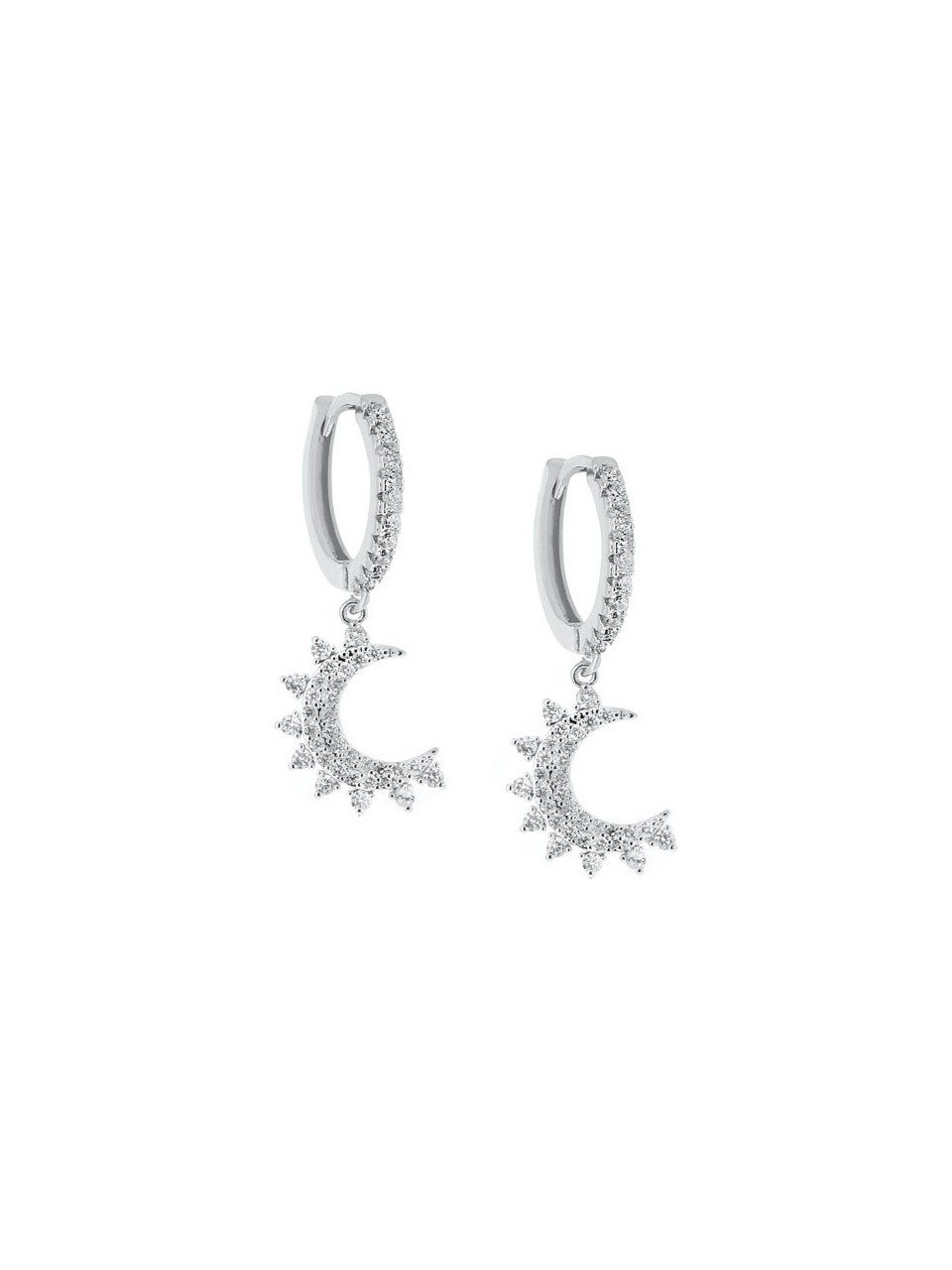 Nisan Ohrring-Set, Elegante Rhodium-Ohrringe mit Halbmond-Anhänger, funkelnden Zirkonia