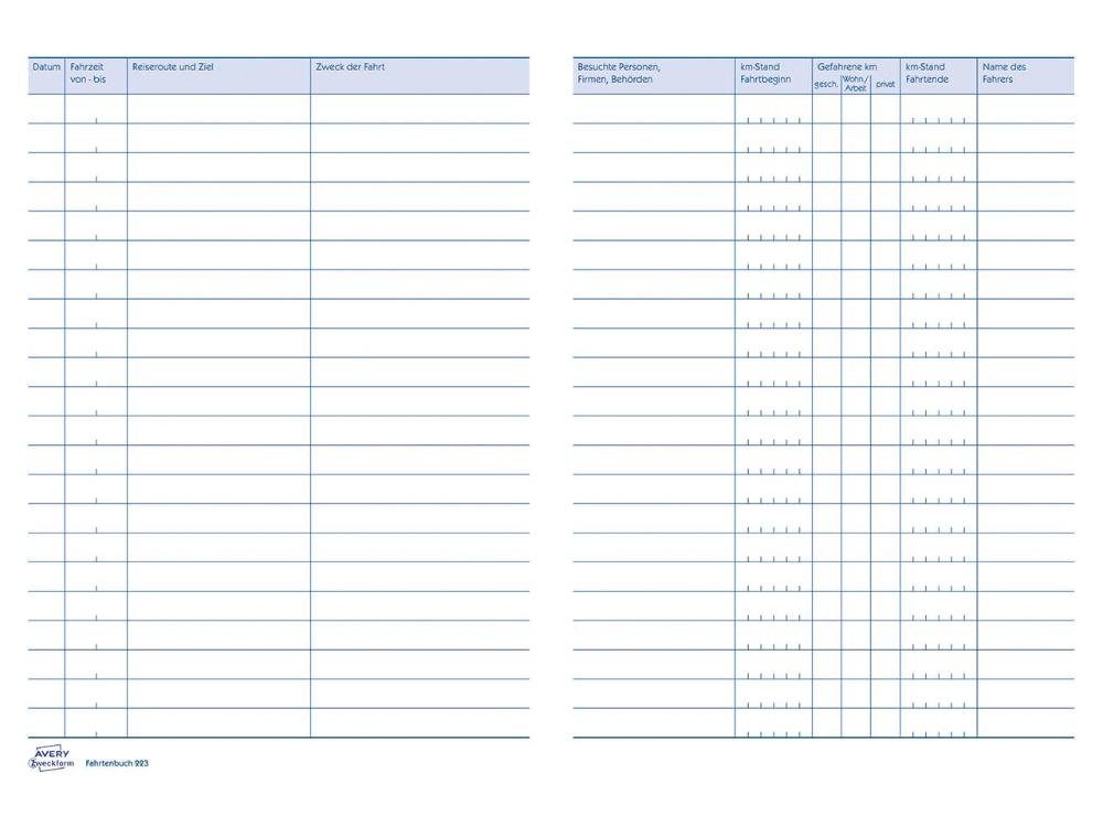 Avery Zweckform Formularblock Avery Zweckform Formularbuch '223' Fahrtenbuch