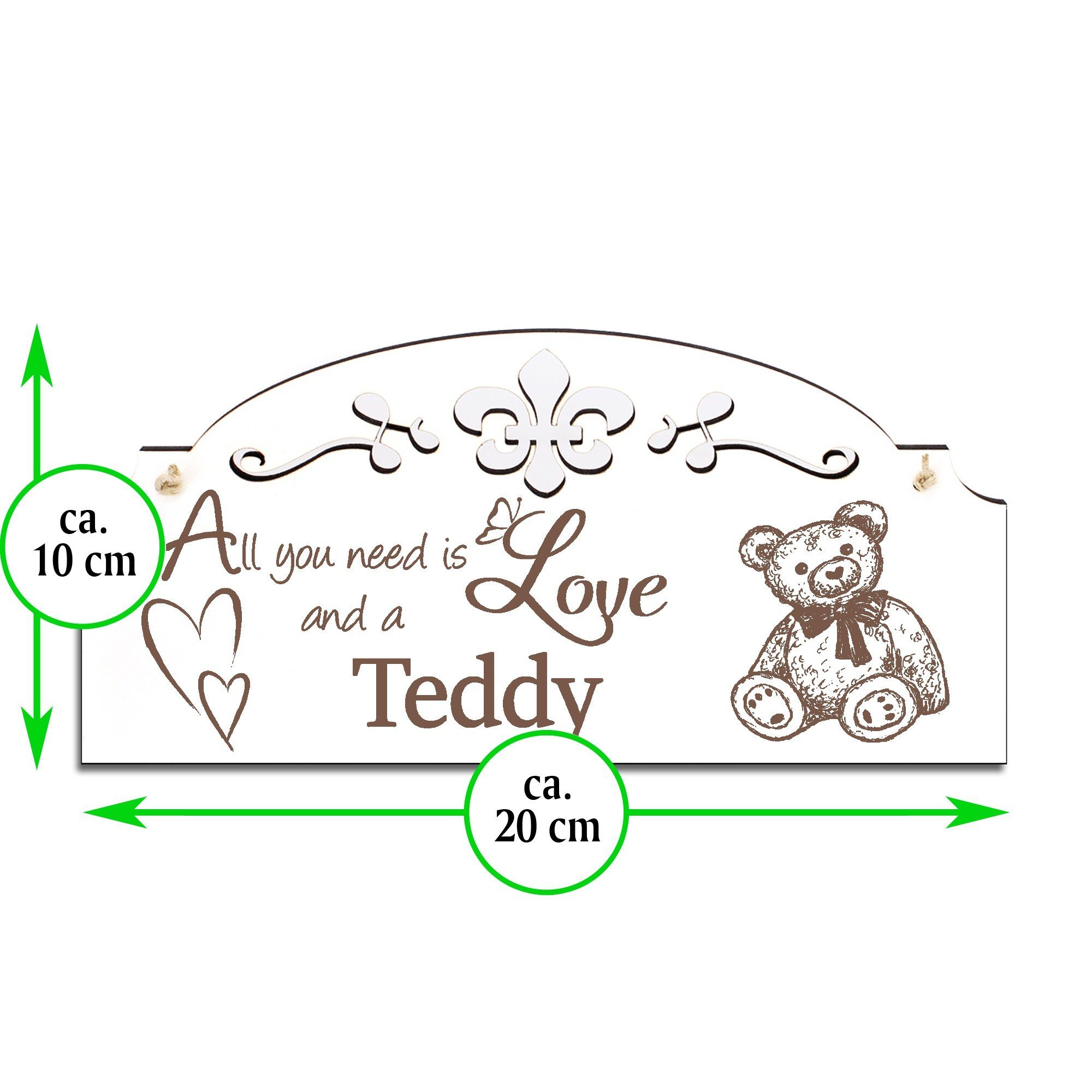 20x10cm Hängedekoration is All Love Teddy niedlicher Deko you Dekolando need