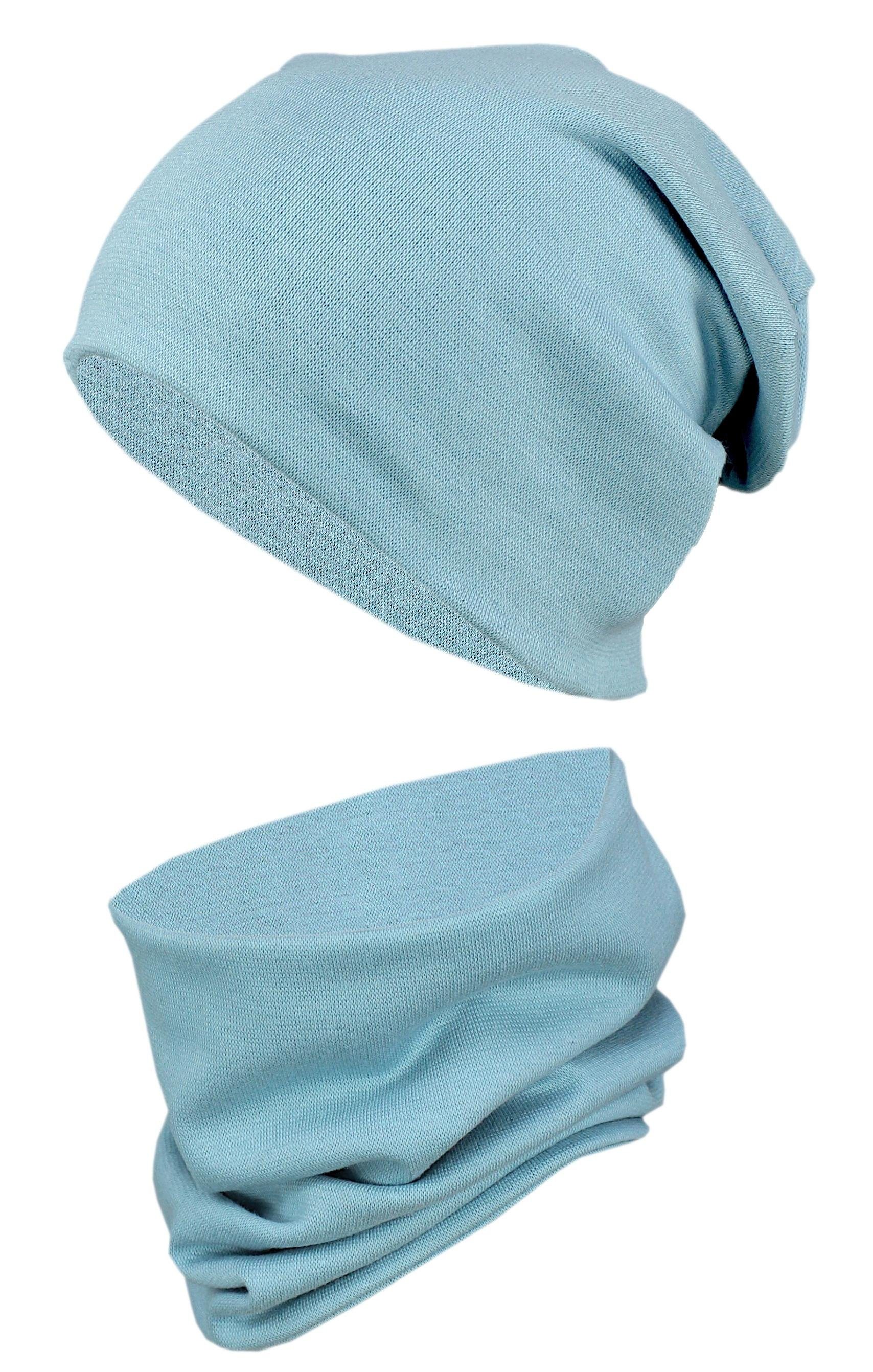 TupTam Beanie Kinder Beanie Mütze Schlauchschal Set aus Jersey und Rippstoff