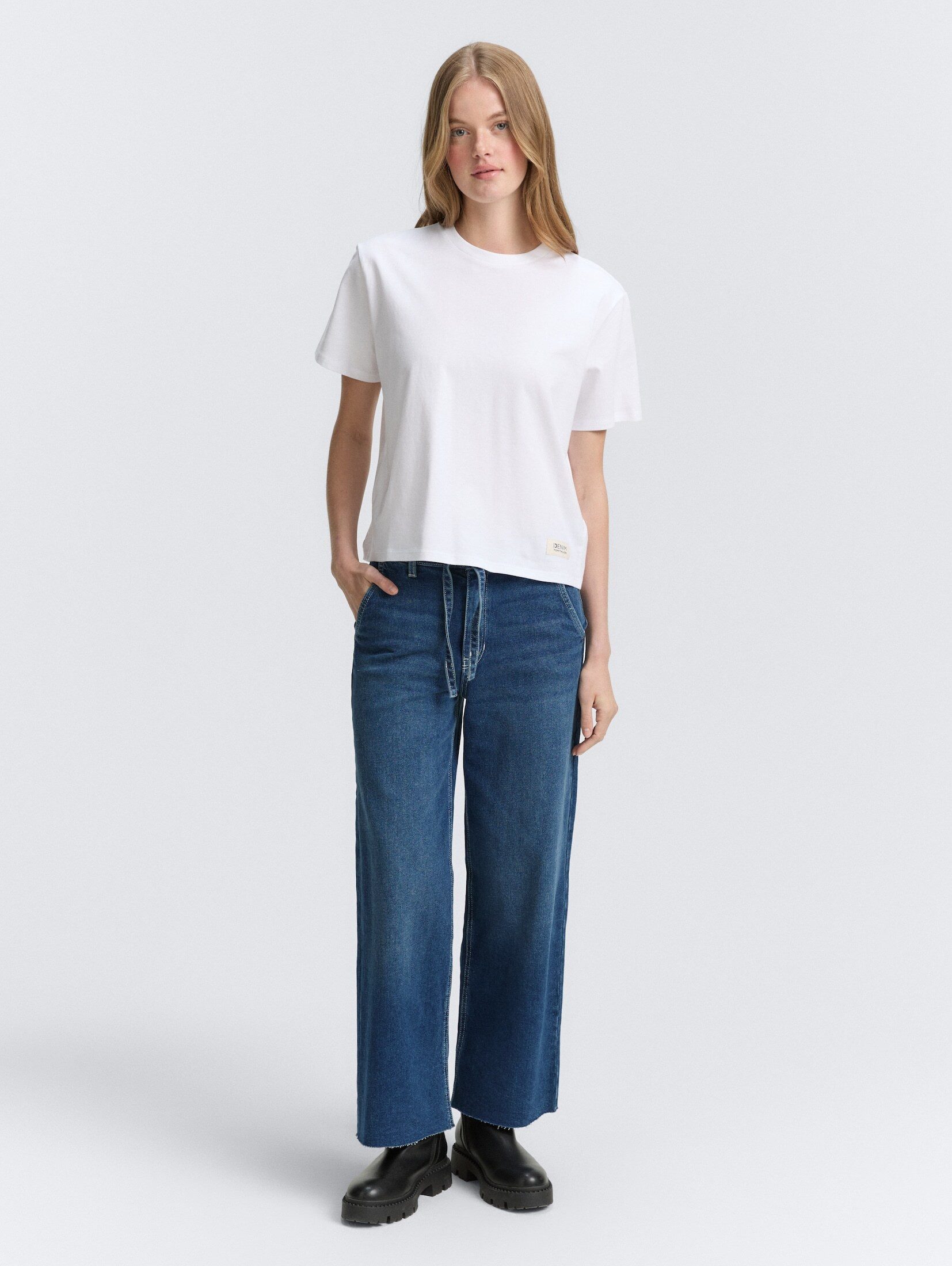 TOM TAILOR Denim Weite Jeans Jeanshosen TTMIJA CULOTTE Jeans mit Gürtel günstig online kaufen